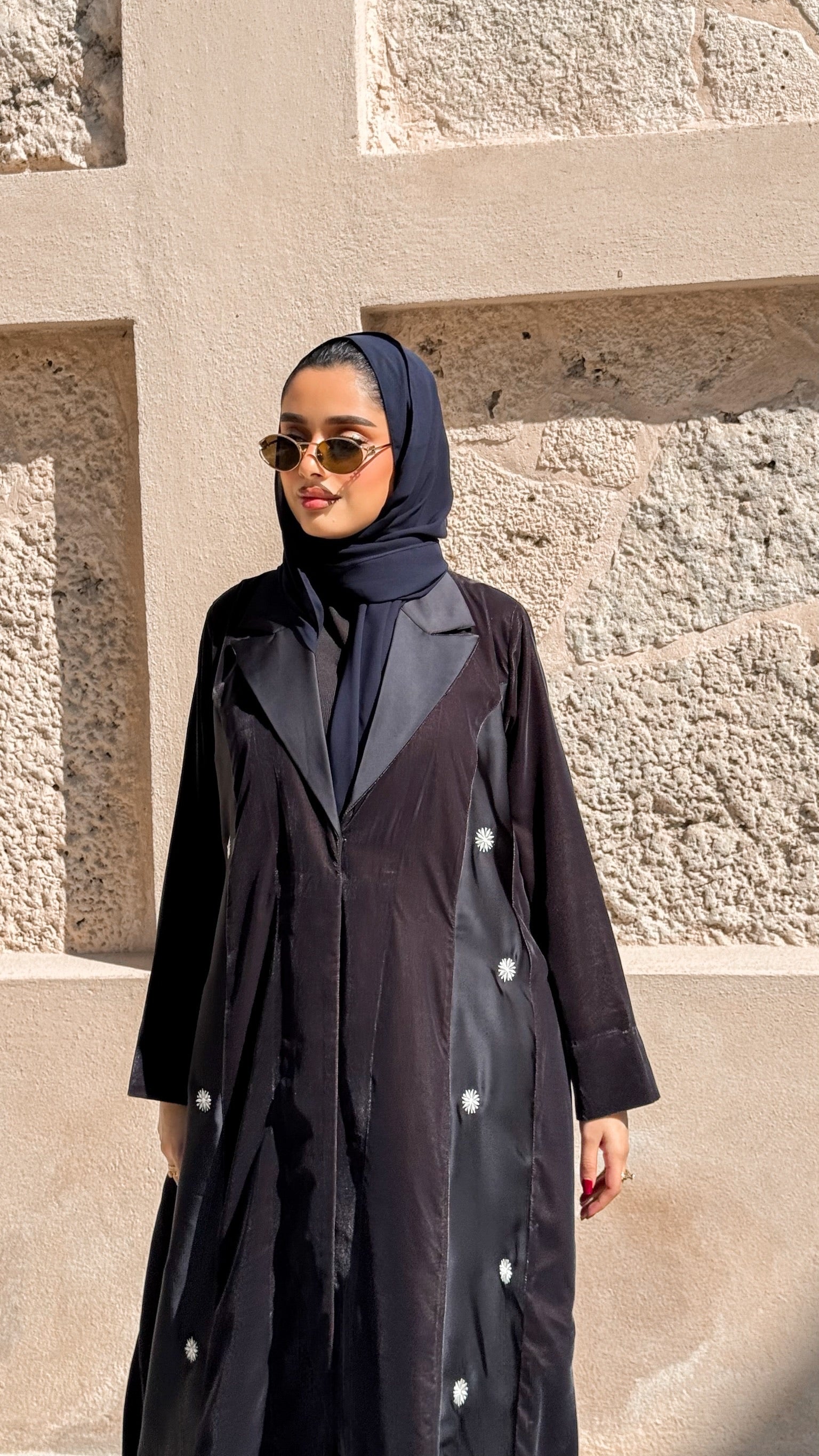 Grey Velvet With Silk Embroidery Abaya