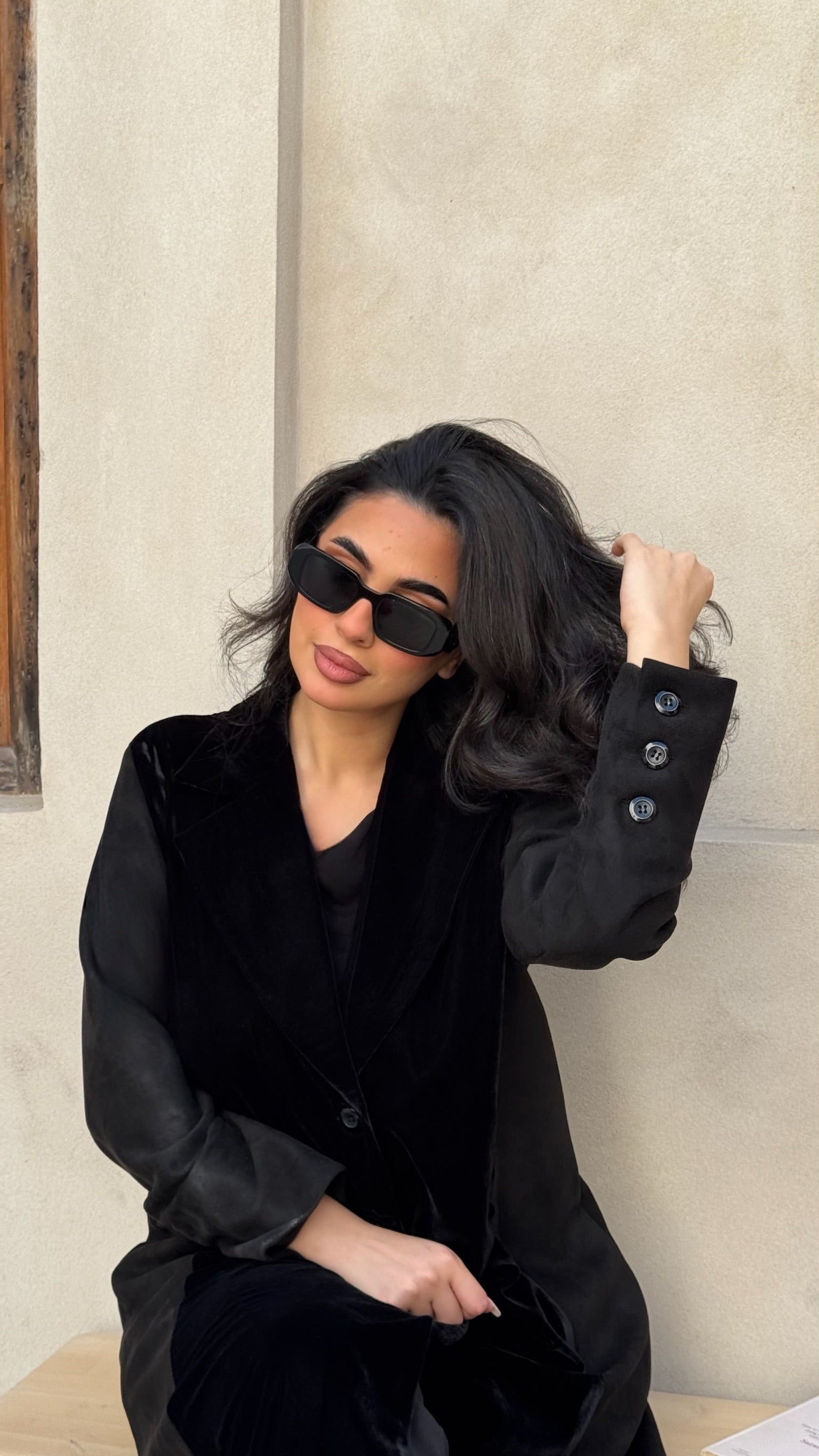 Black Velvet With Shamwa Abaya