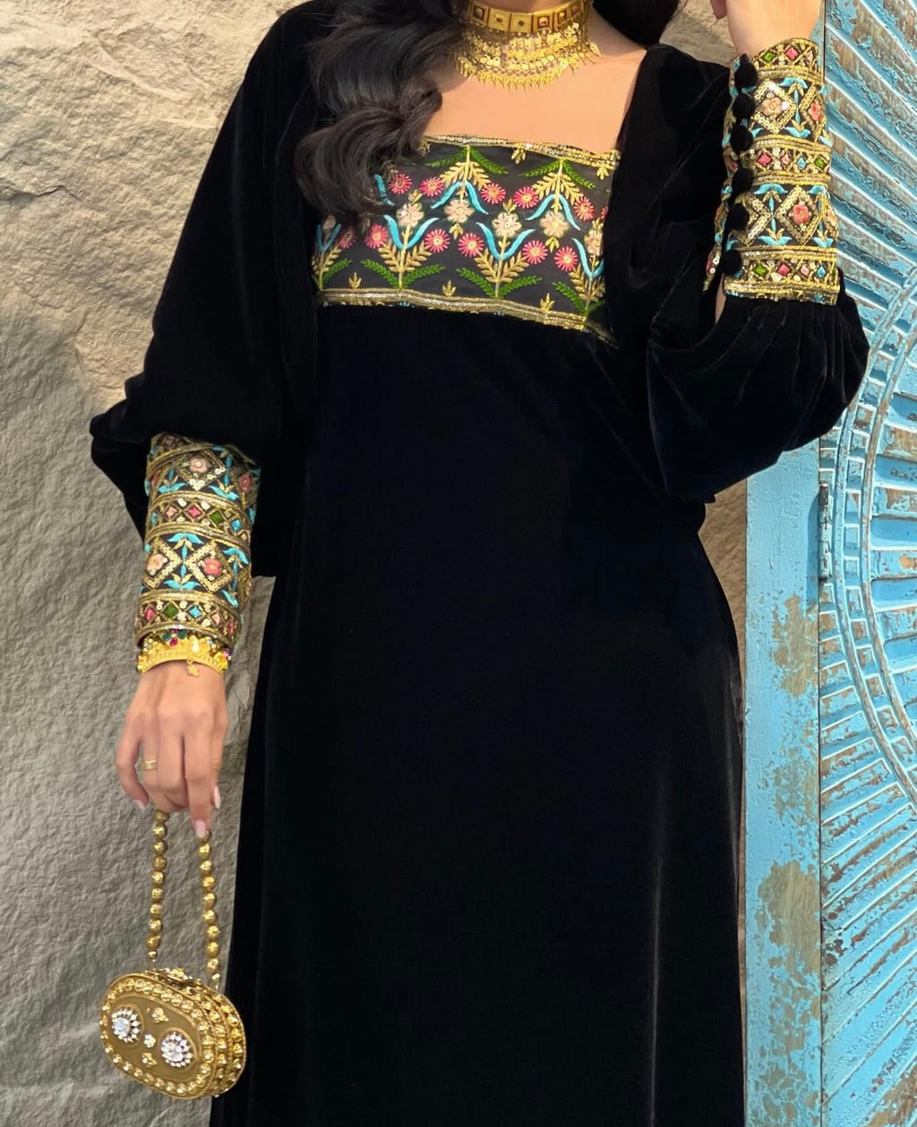 Velvet Jalabeya With Cardigans