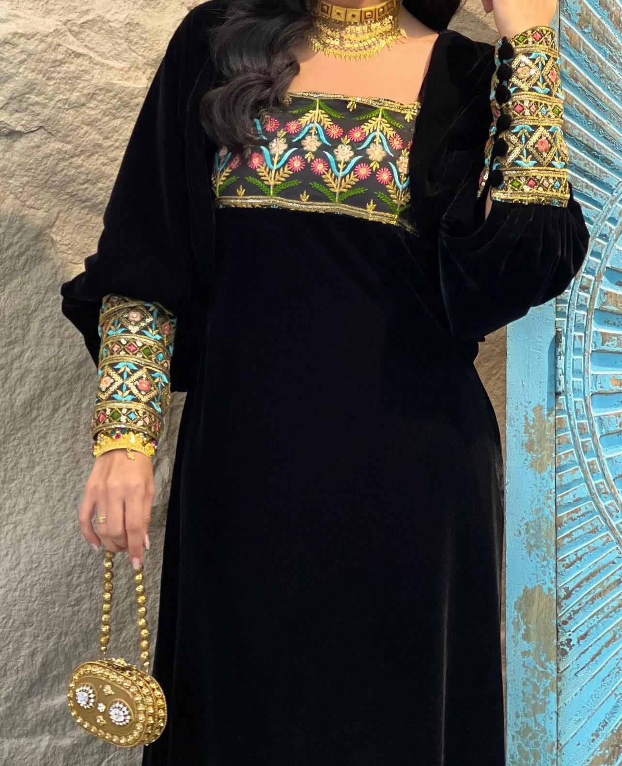 Velvet Jalabeya With Cardigans