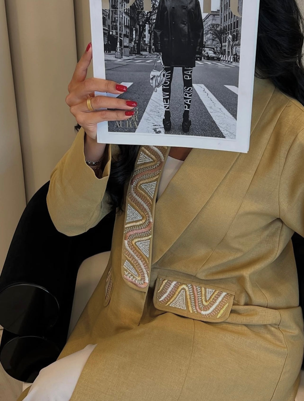 Mustard Yellow Embroidery Abaya