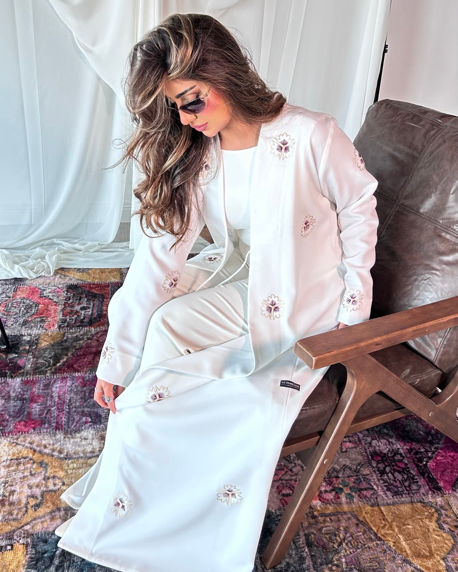 White Embroidery Abaya