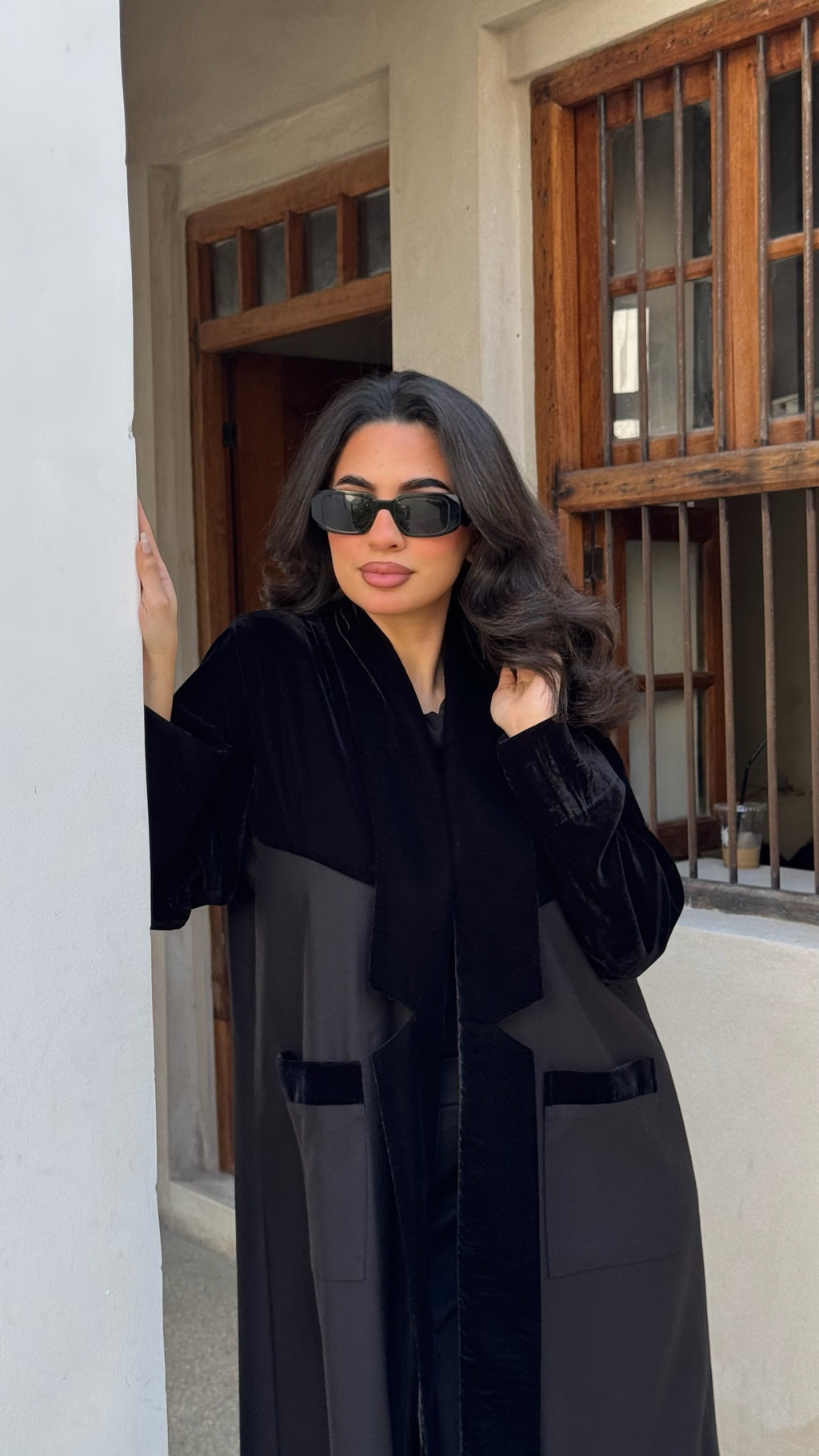 Black Velvet With Jeans Abaya