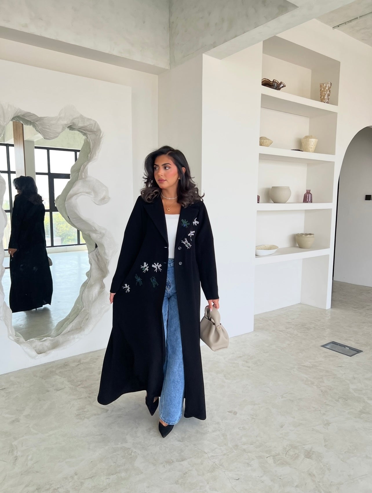 Black Crepe With Embroidery Abaya