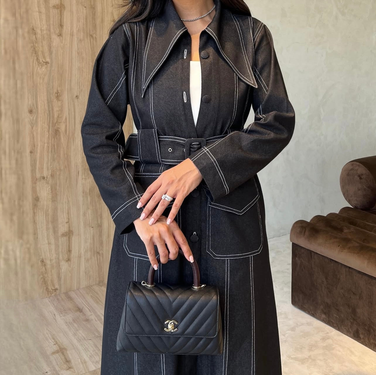 Jeans With Belt Abaya