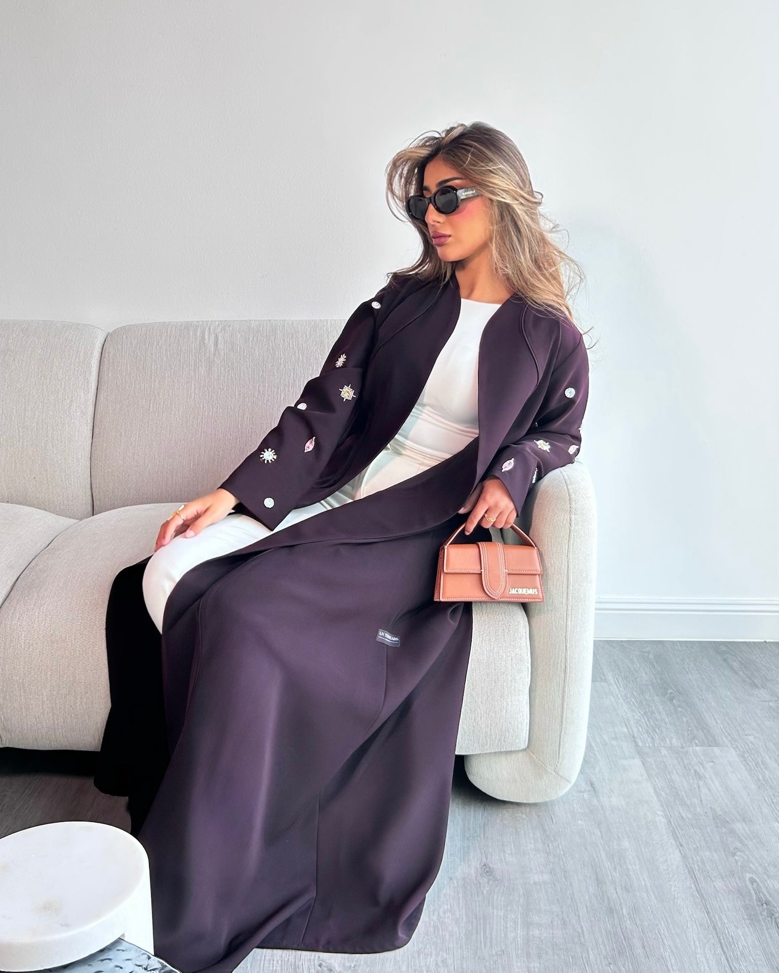 Purple Waves Handcrafted Embroidery Abaya