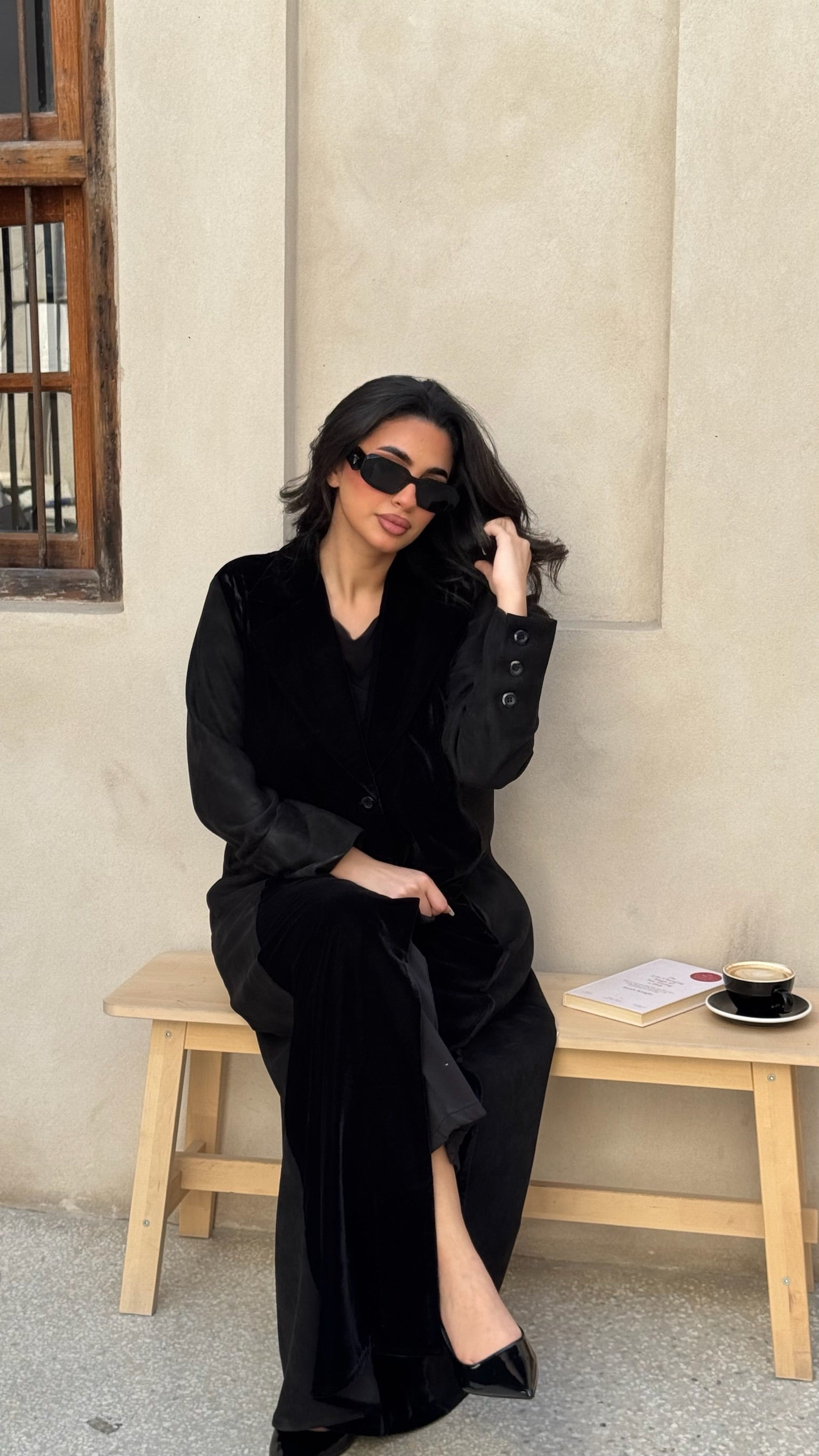 Black Velvet With Shamwa Abaya