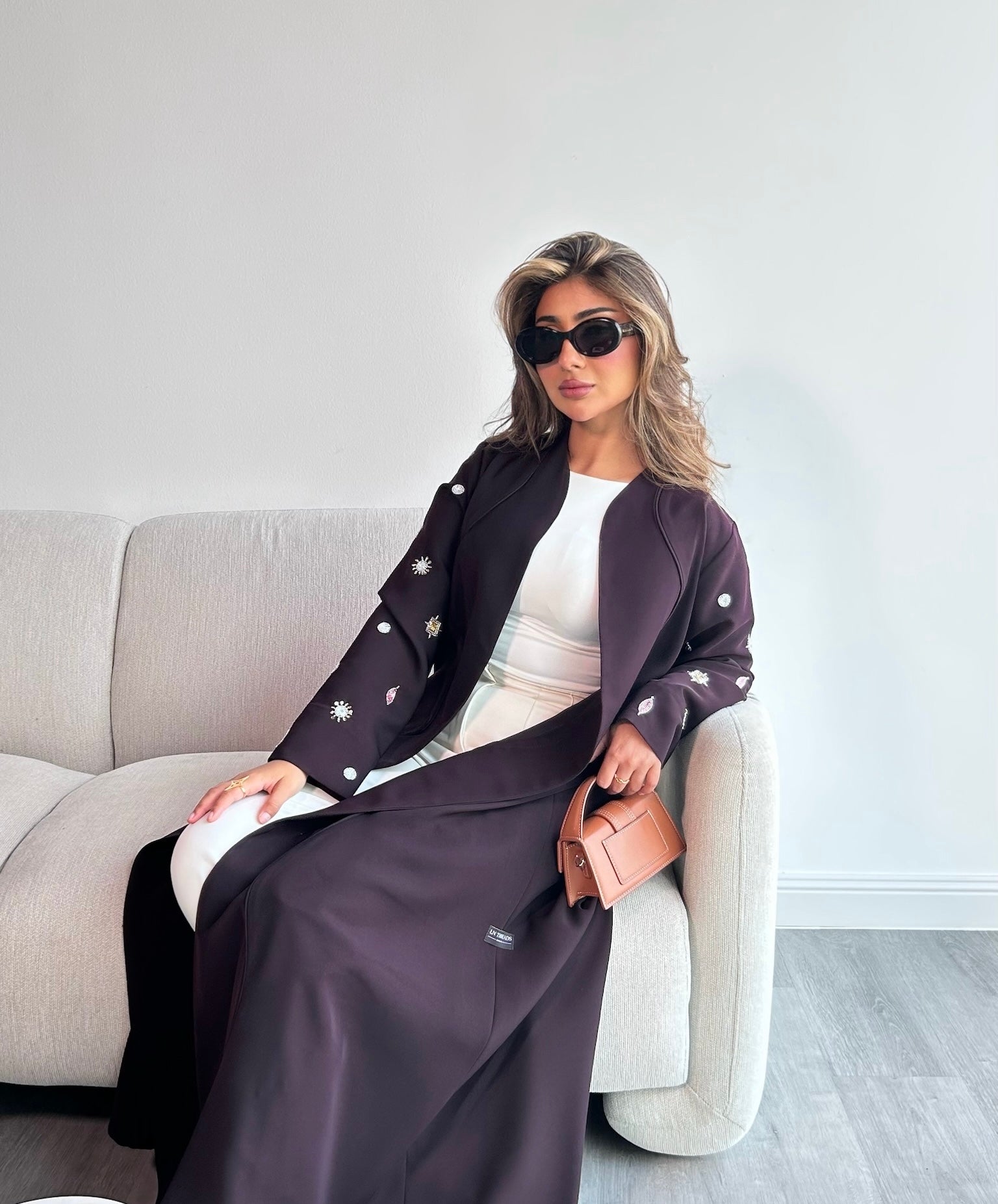 Purple Waves Handcrafted Embroidery Abaya