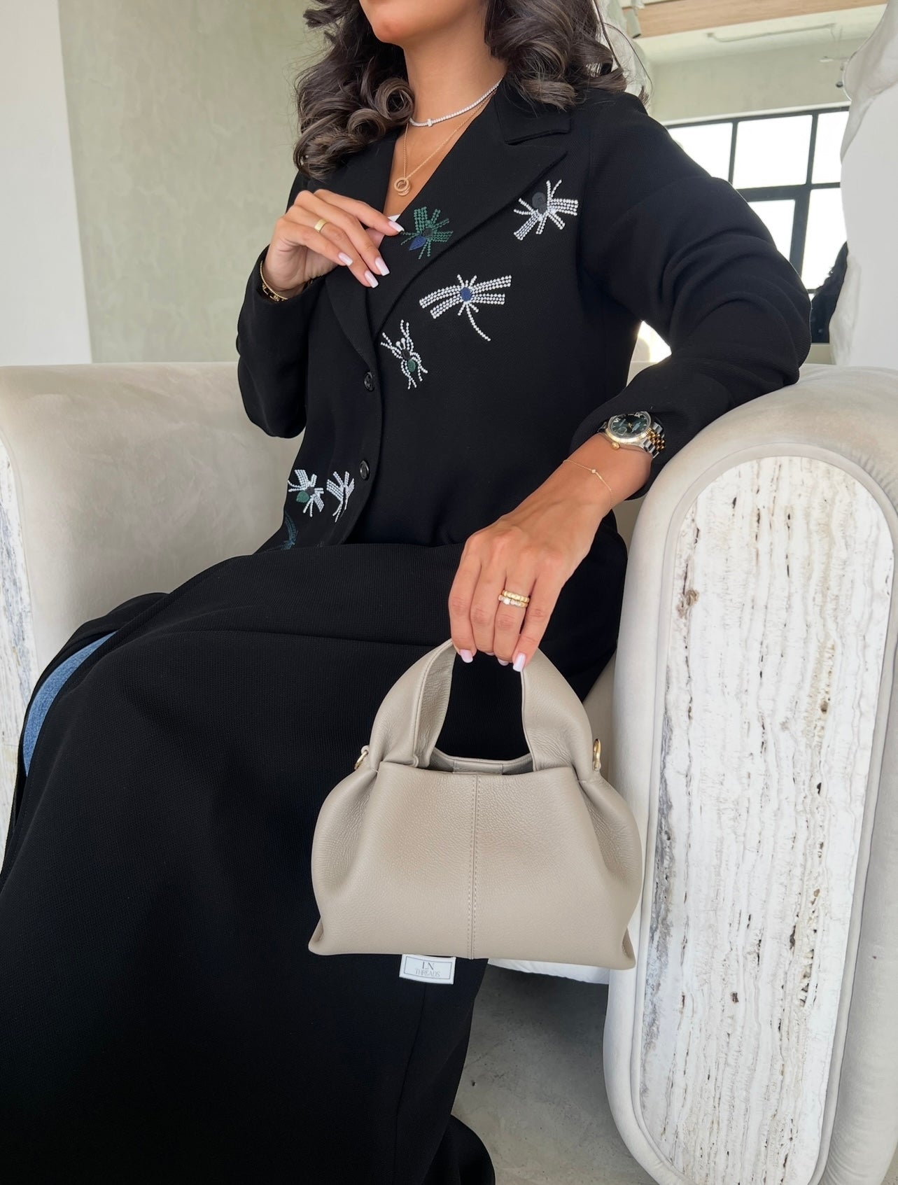 Black Crepe With Embroidery Abaya