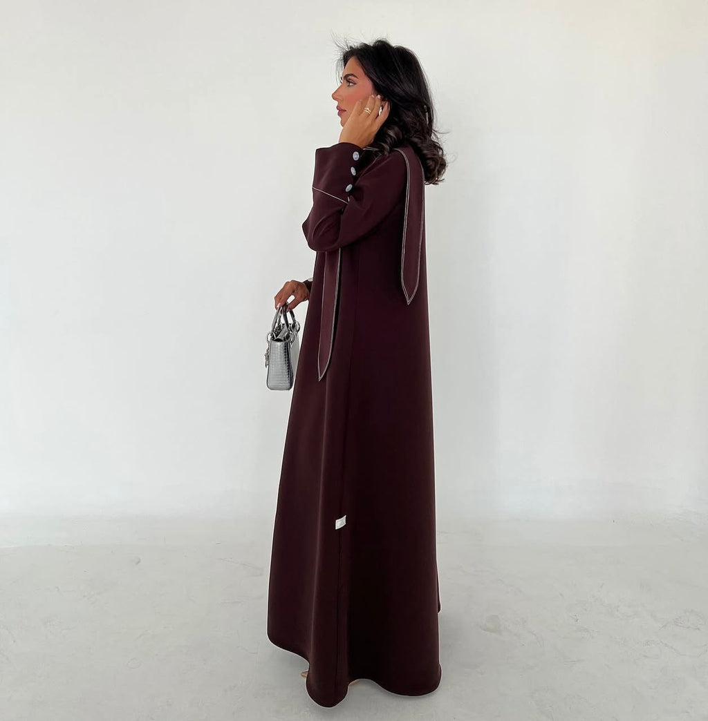 Brown Crepe With Shawl Abaya