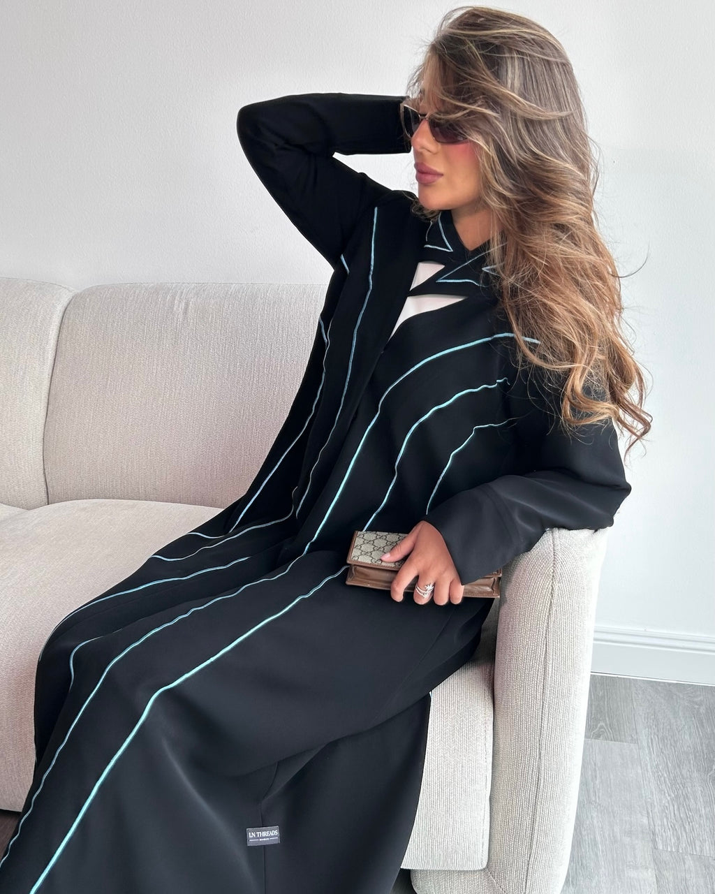 Black Lines Embroidery Abaya