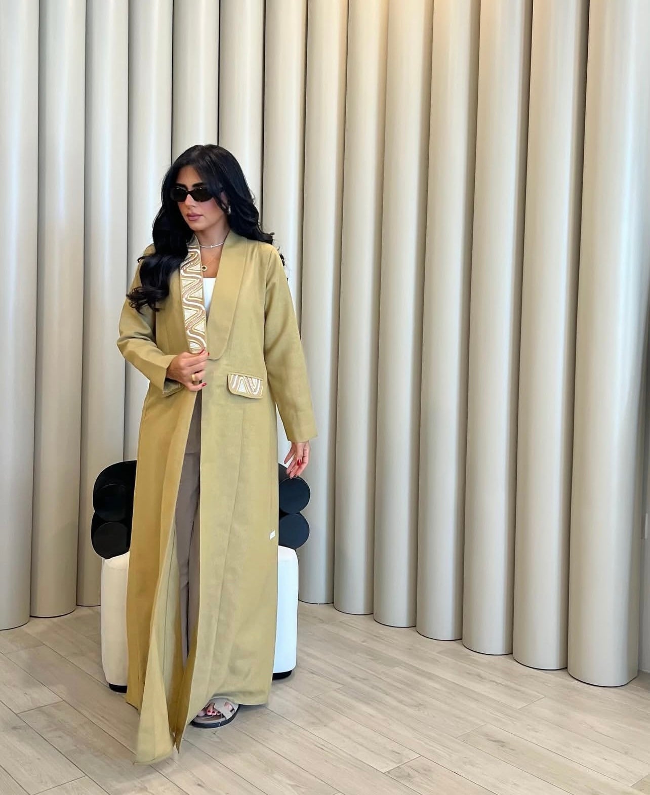 Mustard Yellow Embroidery Abaya