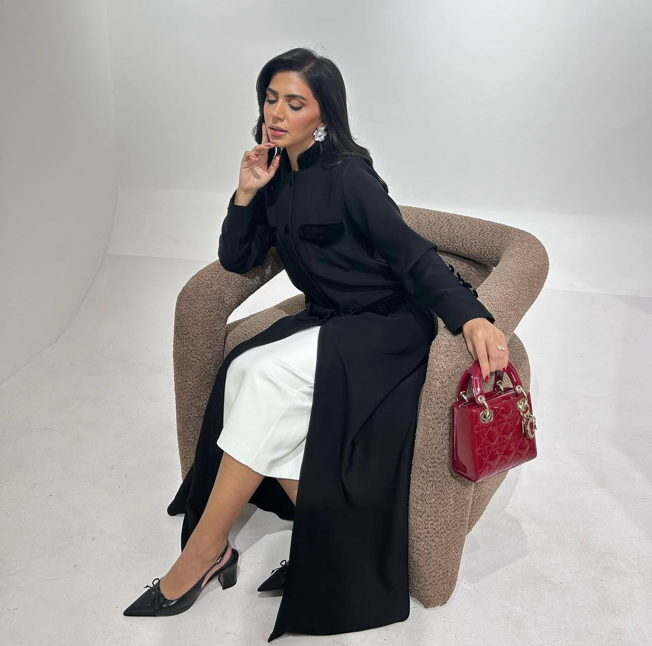 Black Crepe With Velvet Abaya