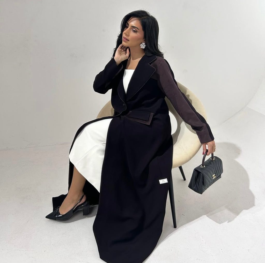 Dark Purple Shamwa With Crepe Abaya