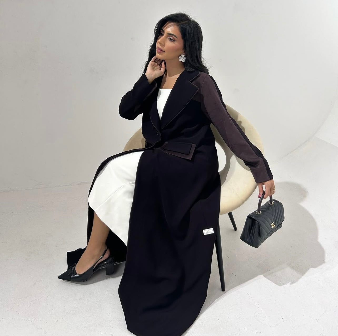 Dark Purple Shamwa With Crepe Abaya