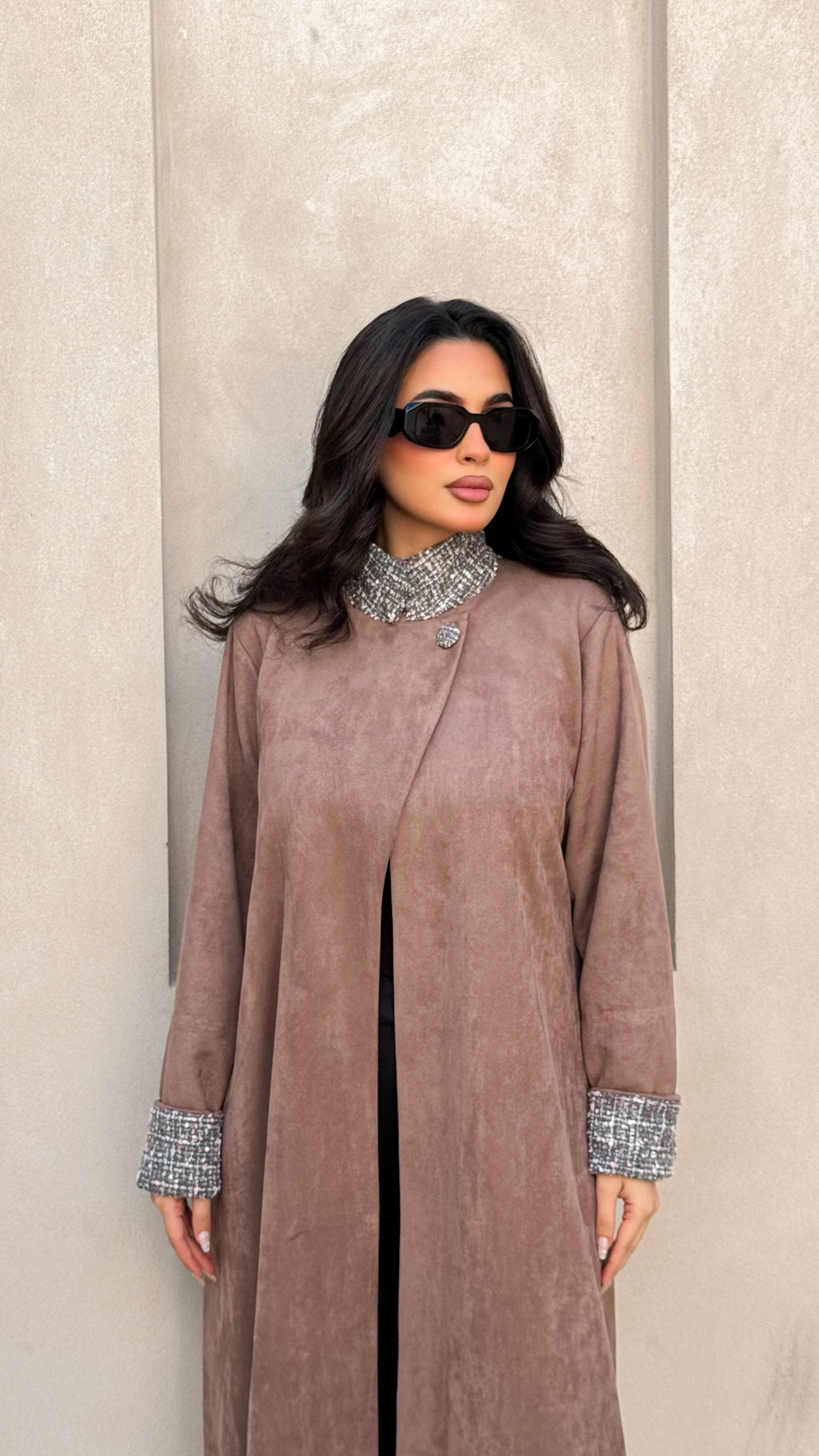 Light Brown Shamwa With Wool Abaya