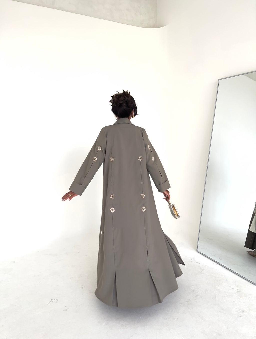 Beige Blazer Embroidery Abaya