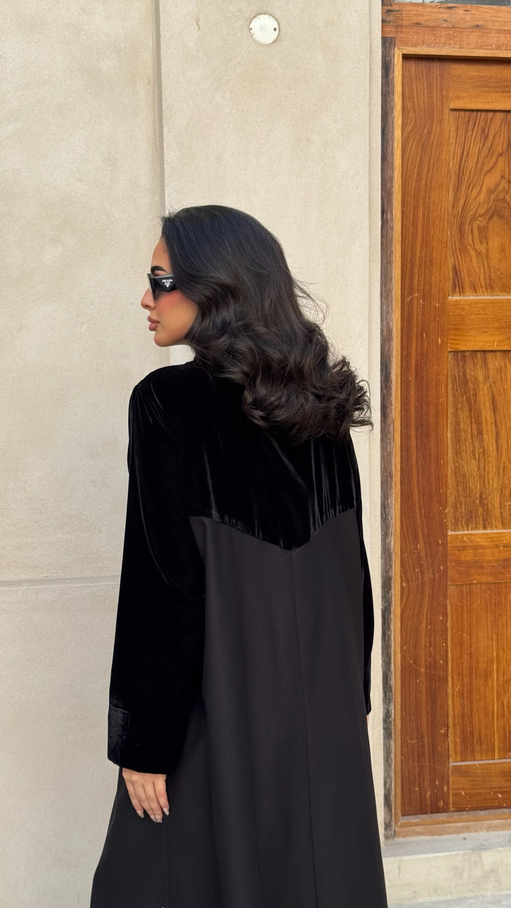 Black Velvet With Jeans Abaya