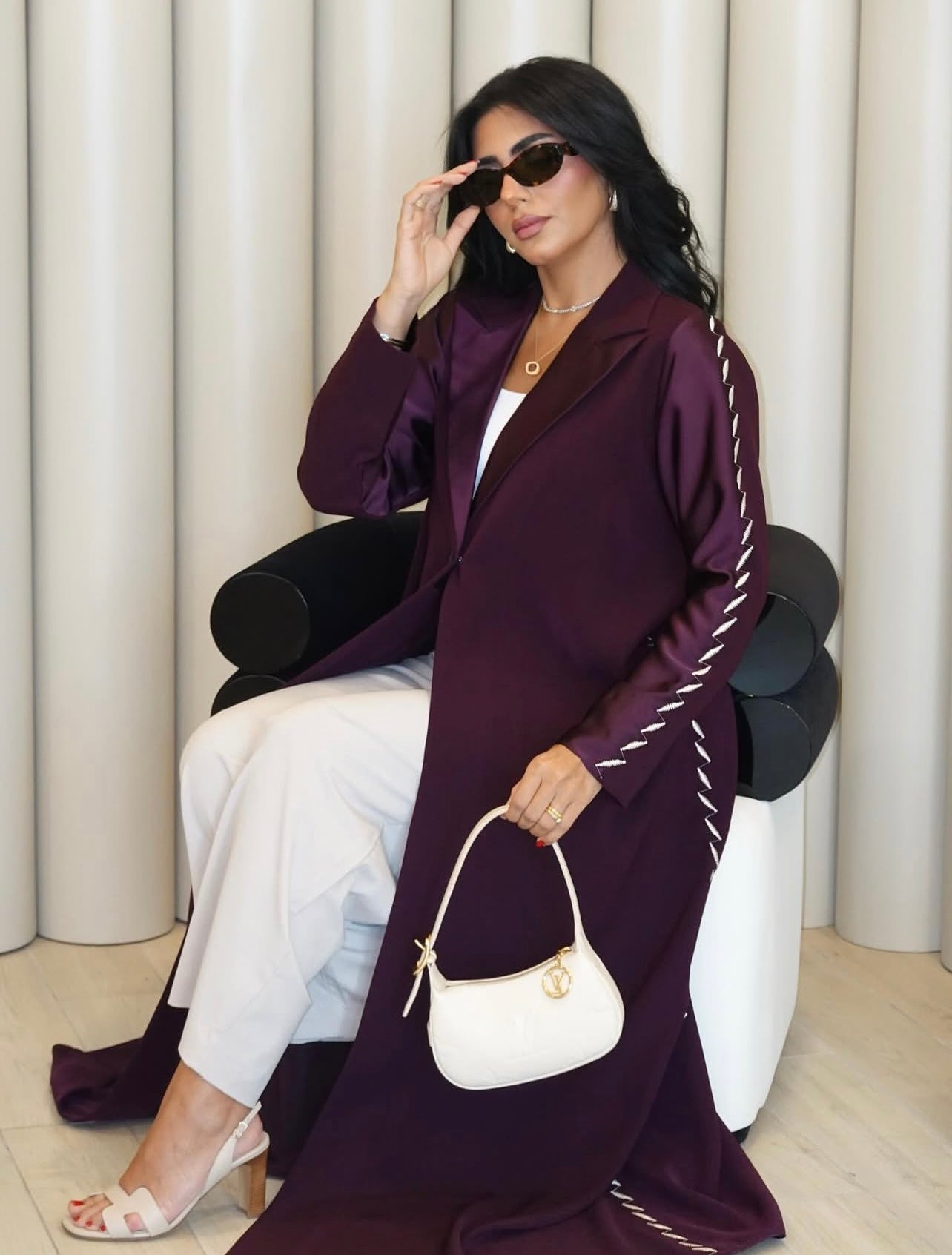 Purple Blazer With Embroidery Abaya