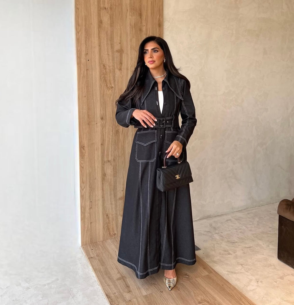 Jeans With Belt Abaya