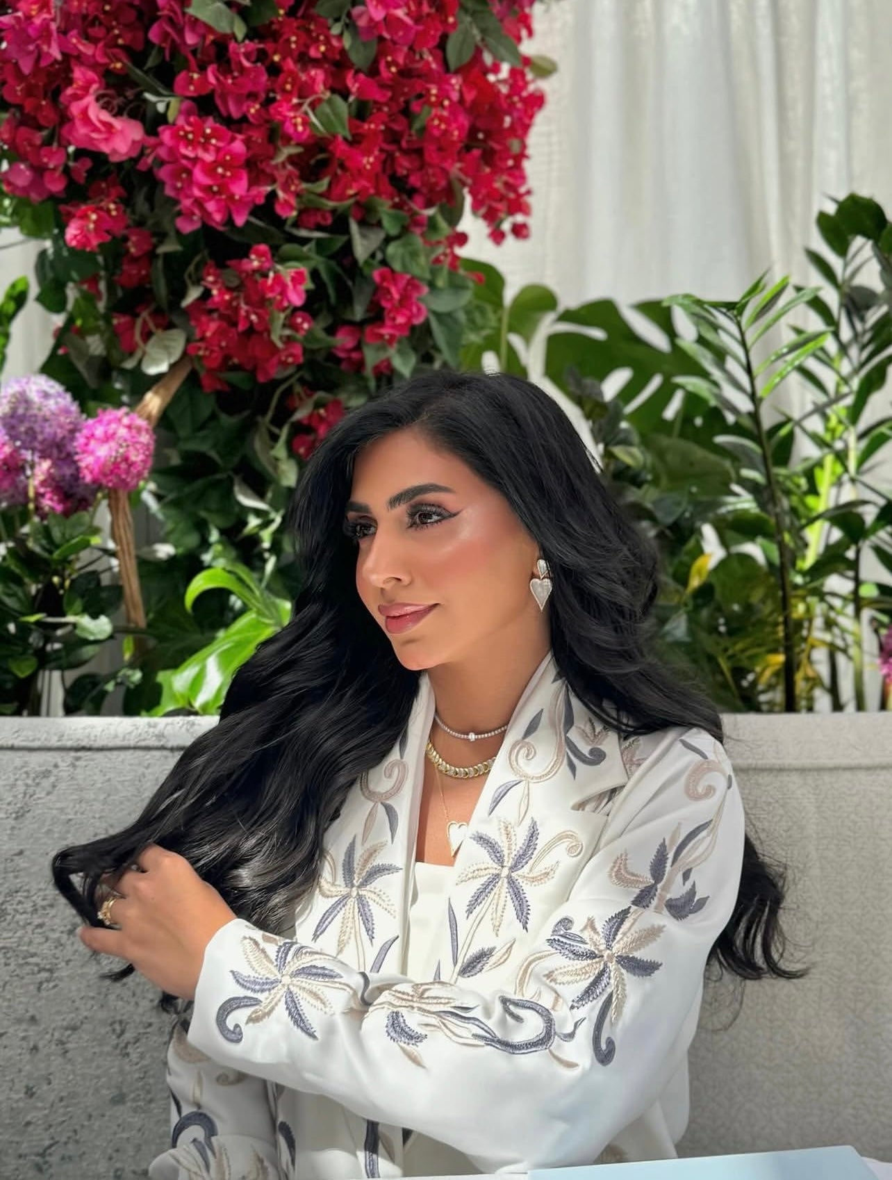 White Blazer Embroidery Abaya