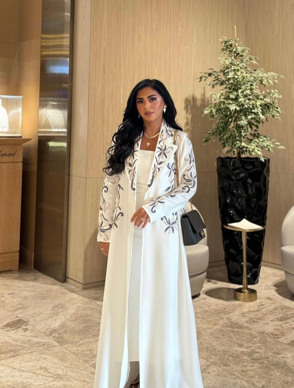 White Blazer Embroidery Abaya