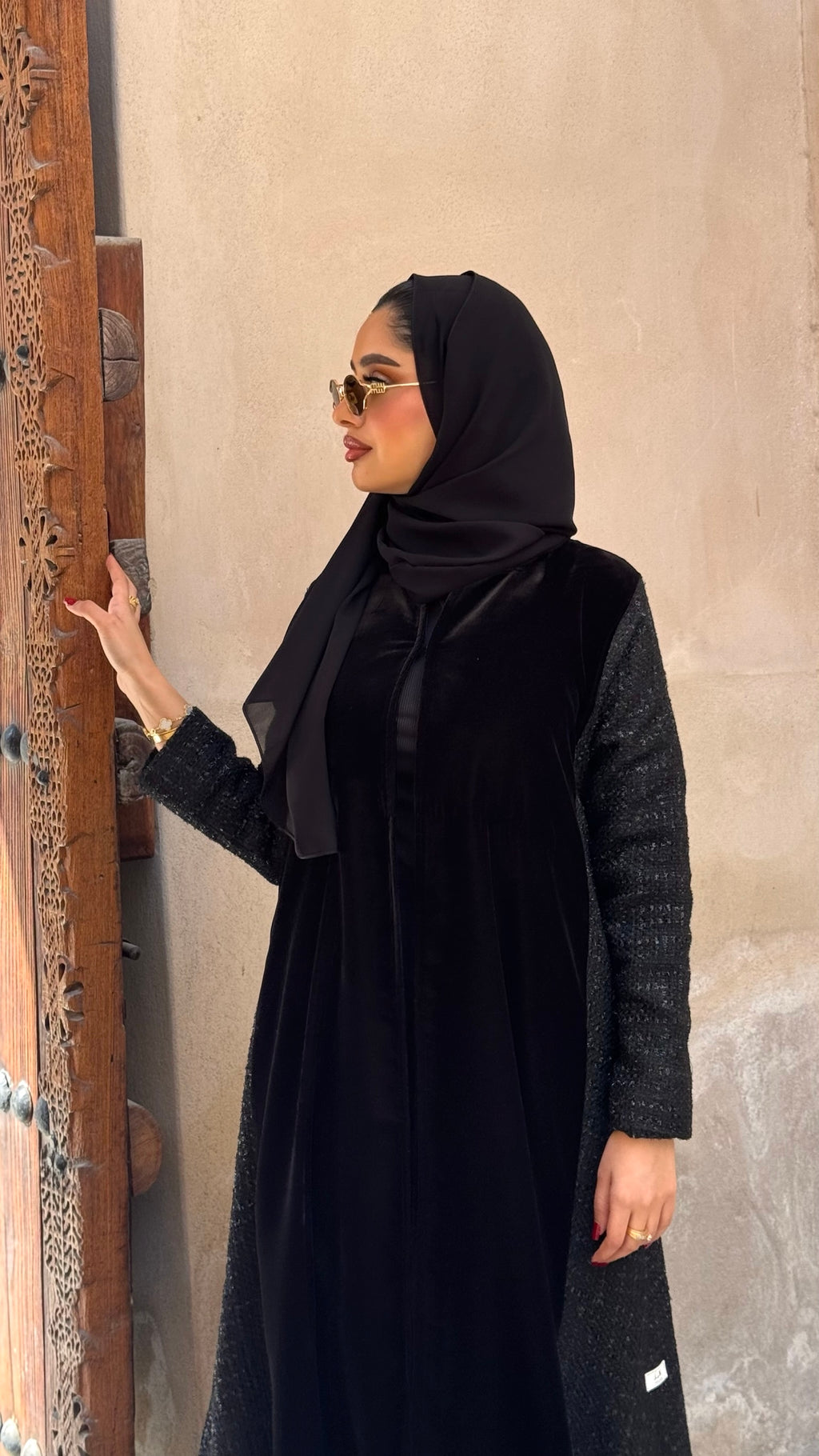 Black Velvet With Wool Abaya