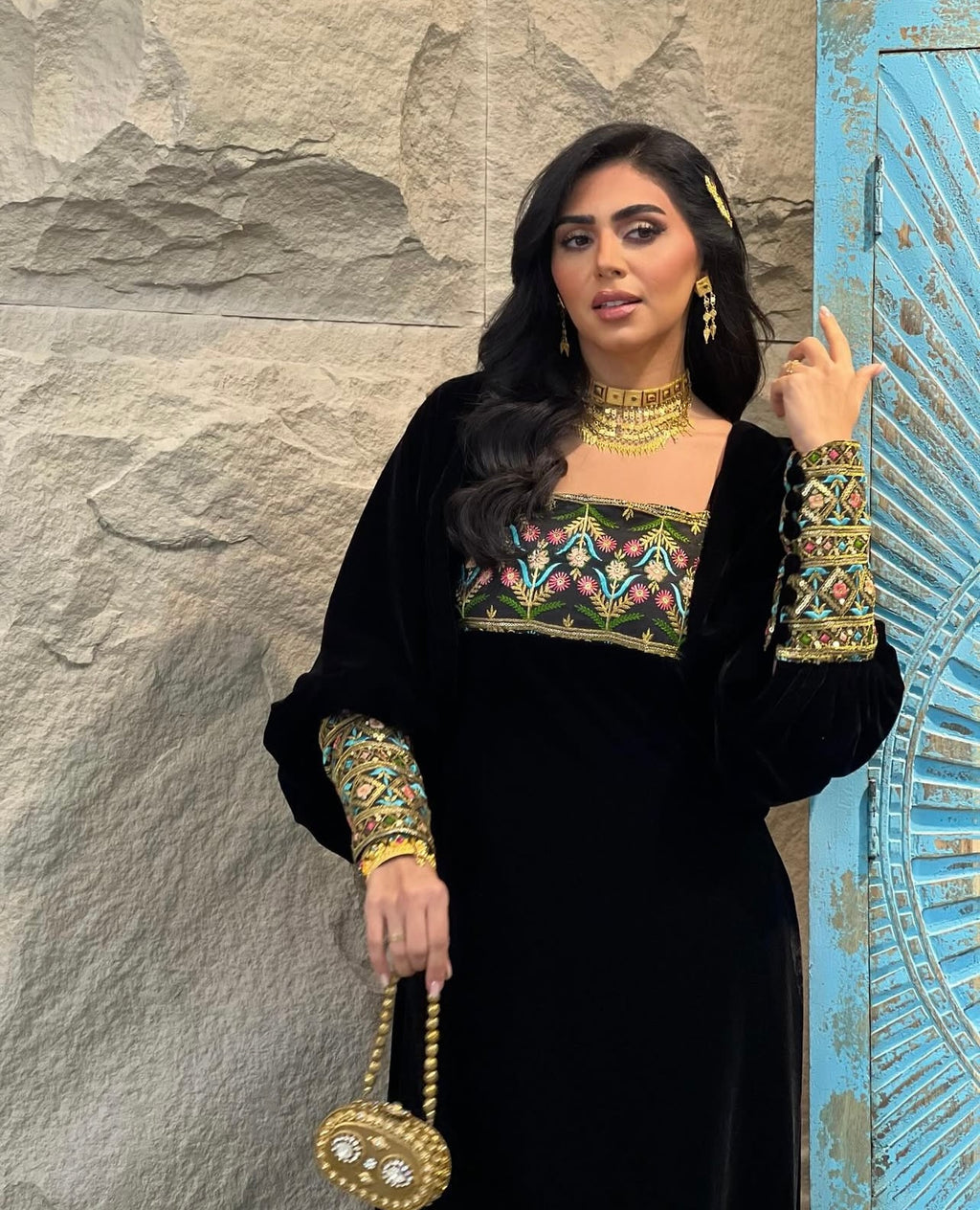 Velvet Jalabeya With Cardigans