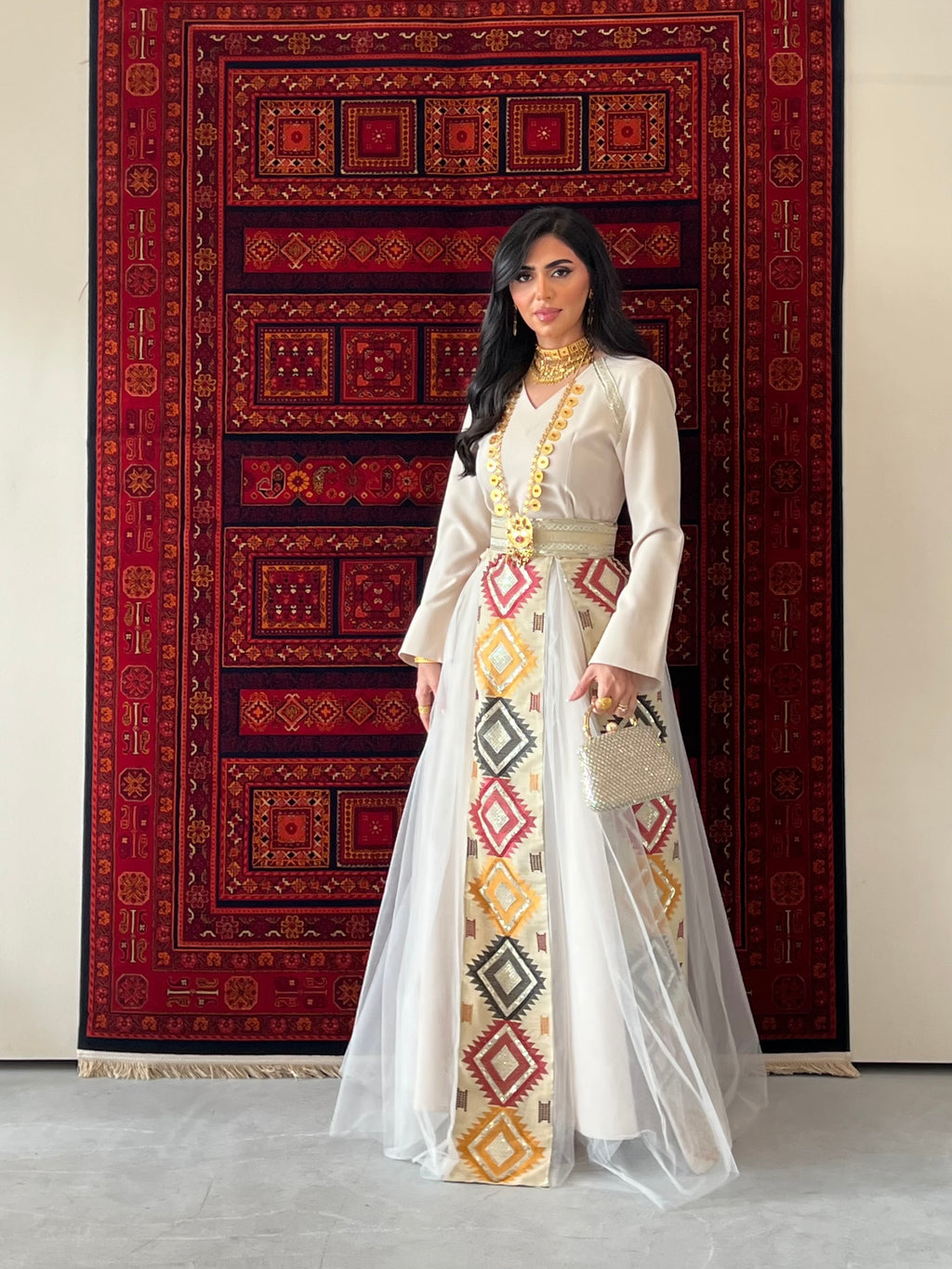 Linnen White Jalabeya With Wrap Skirt