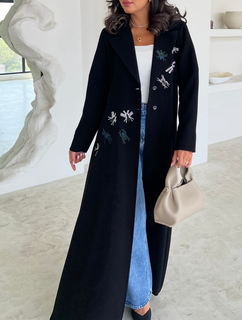 Black Crepe With Embroidery Abaya