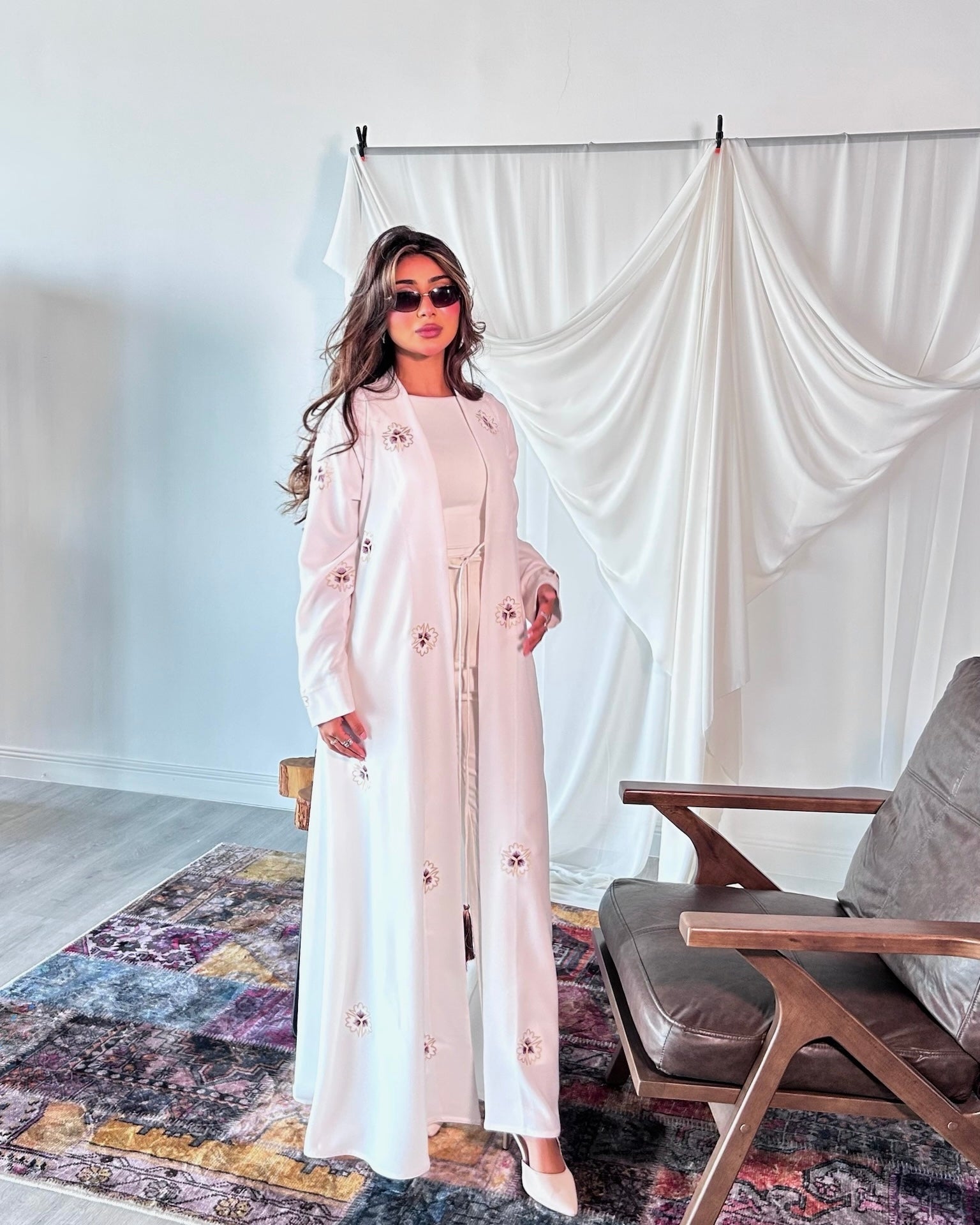 White Embroidery Abaya