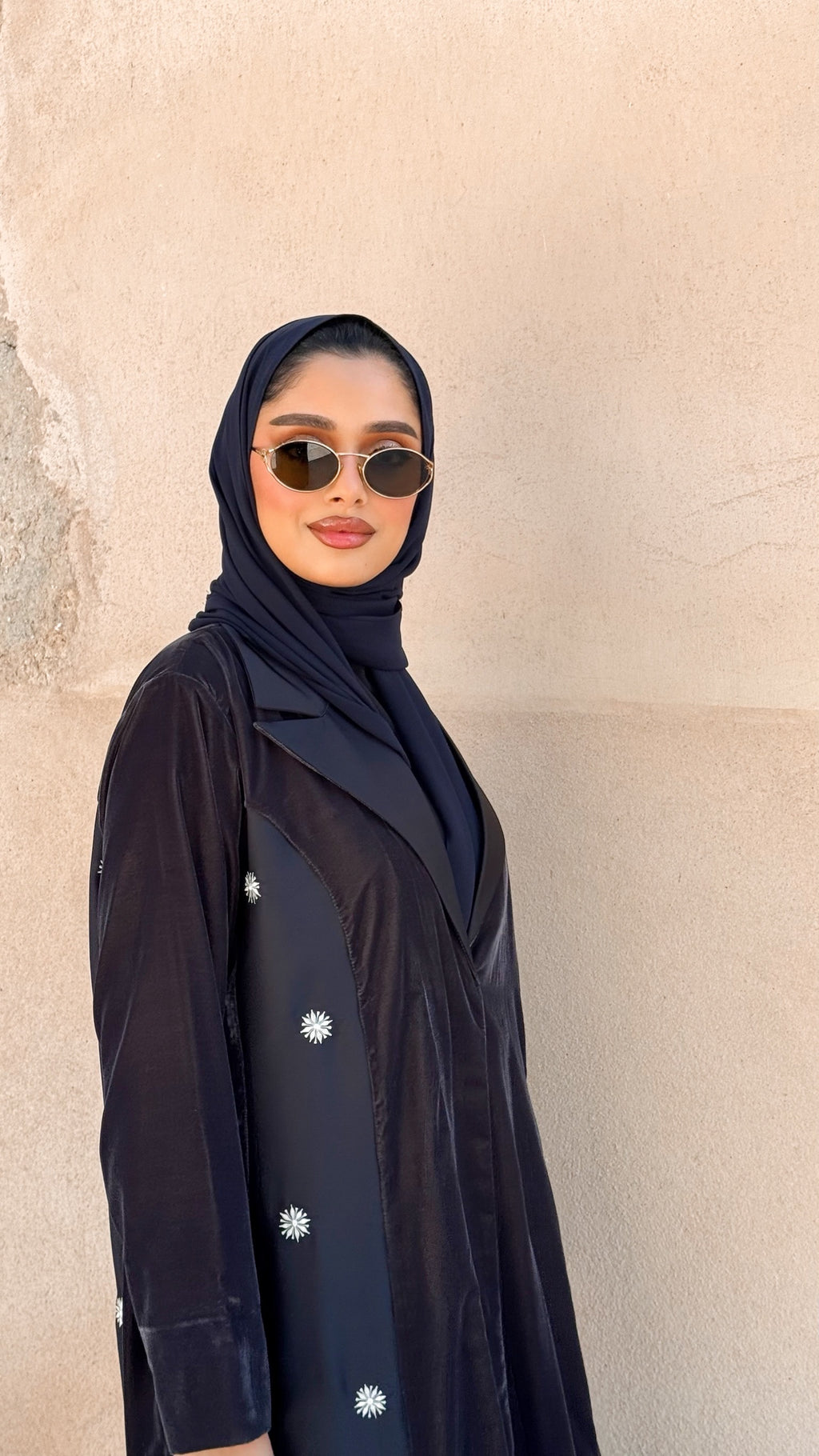 Grey Velvet With Silk Embroidery Abaya