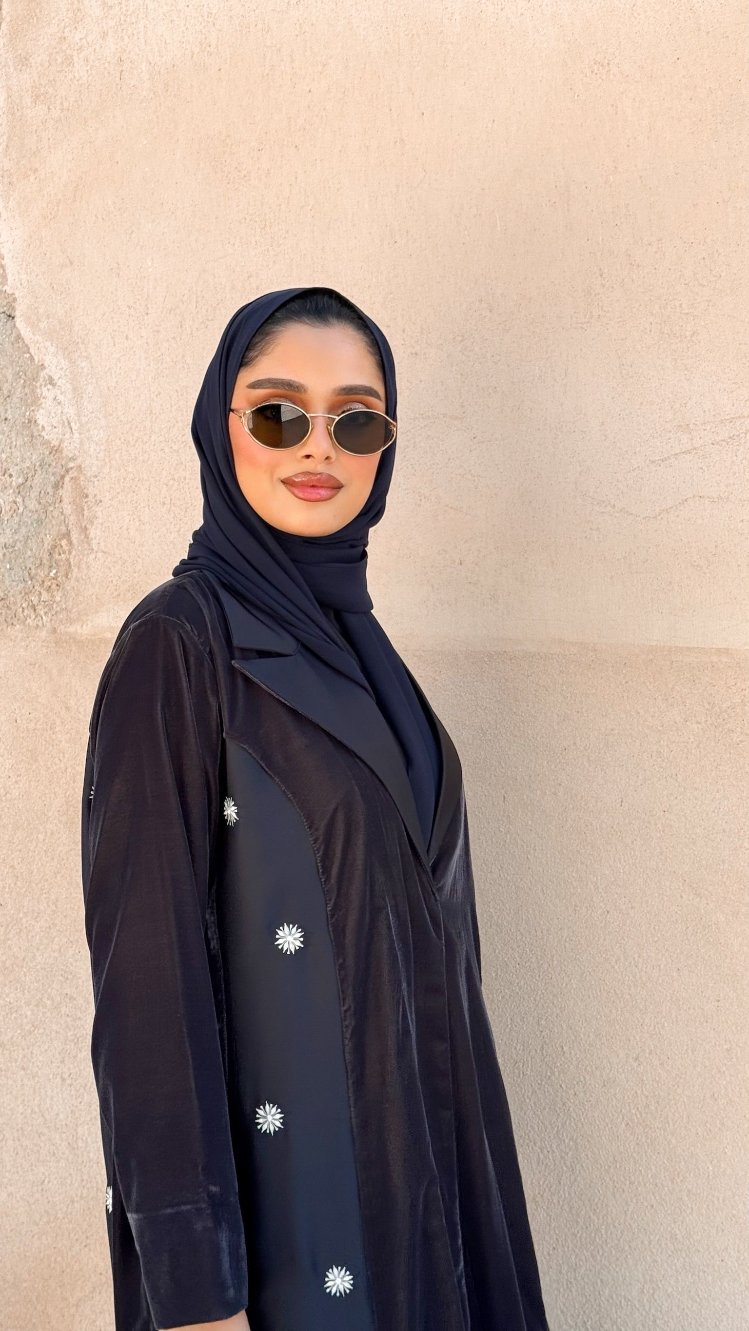 Grey Velvet With Silk Embroidery Abaya