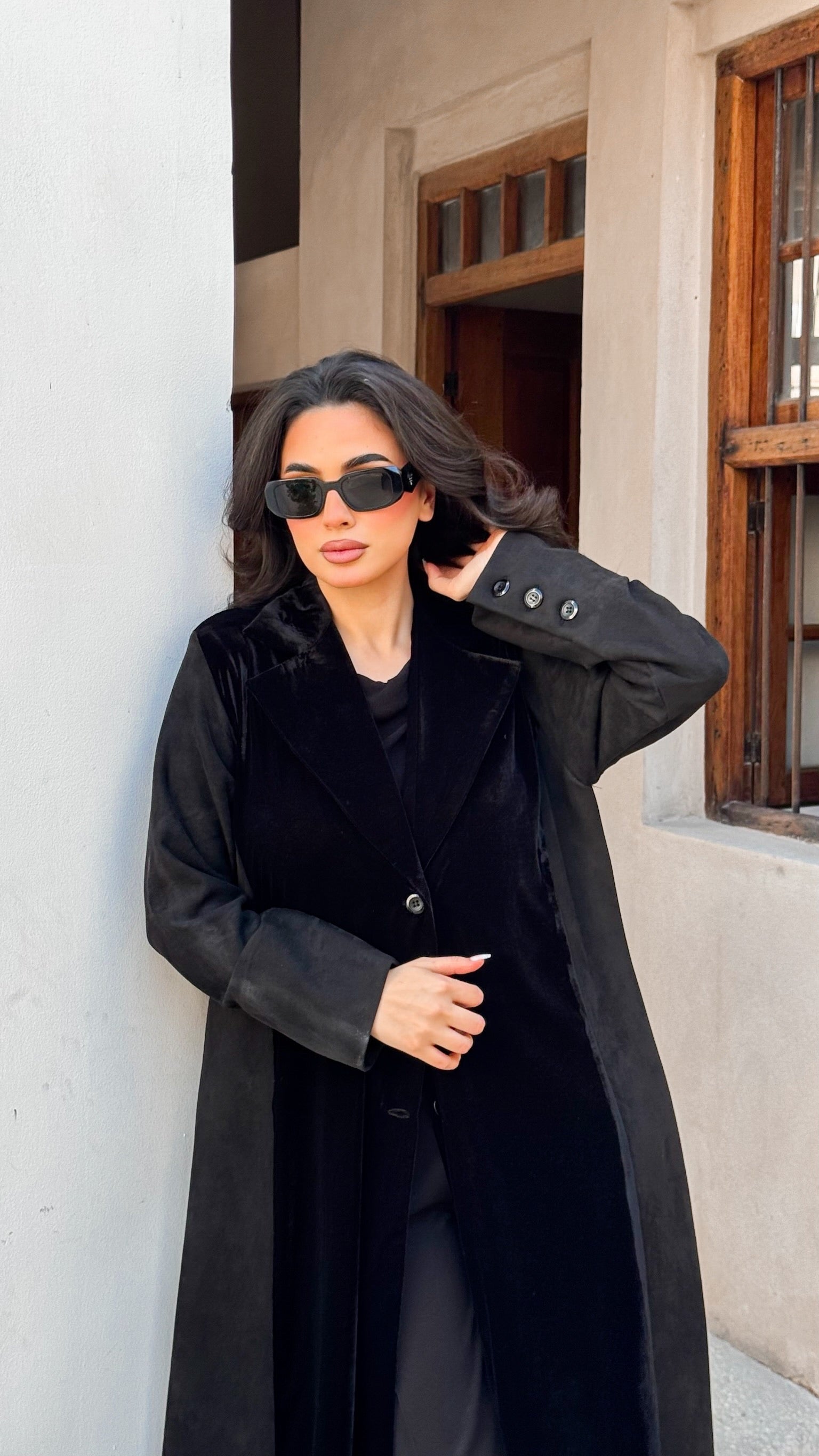 Black Velvet With Shamwa Abaya