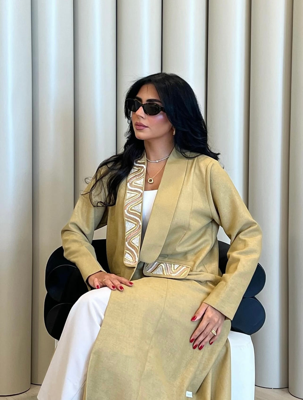 Mustard Yellow Embroidery Abaya