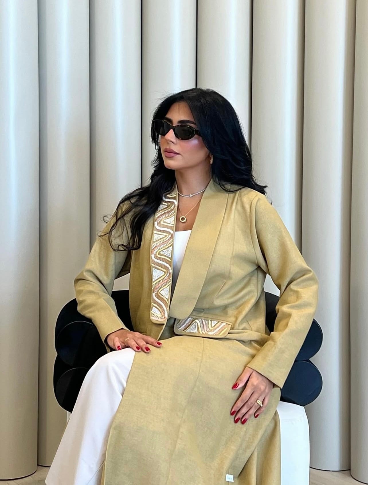 Mustard Yellow Embroidery Abaya