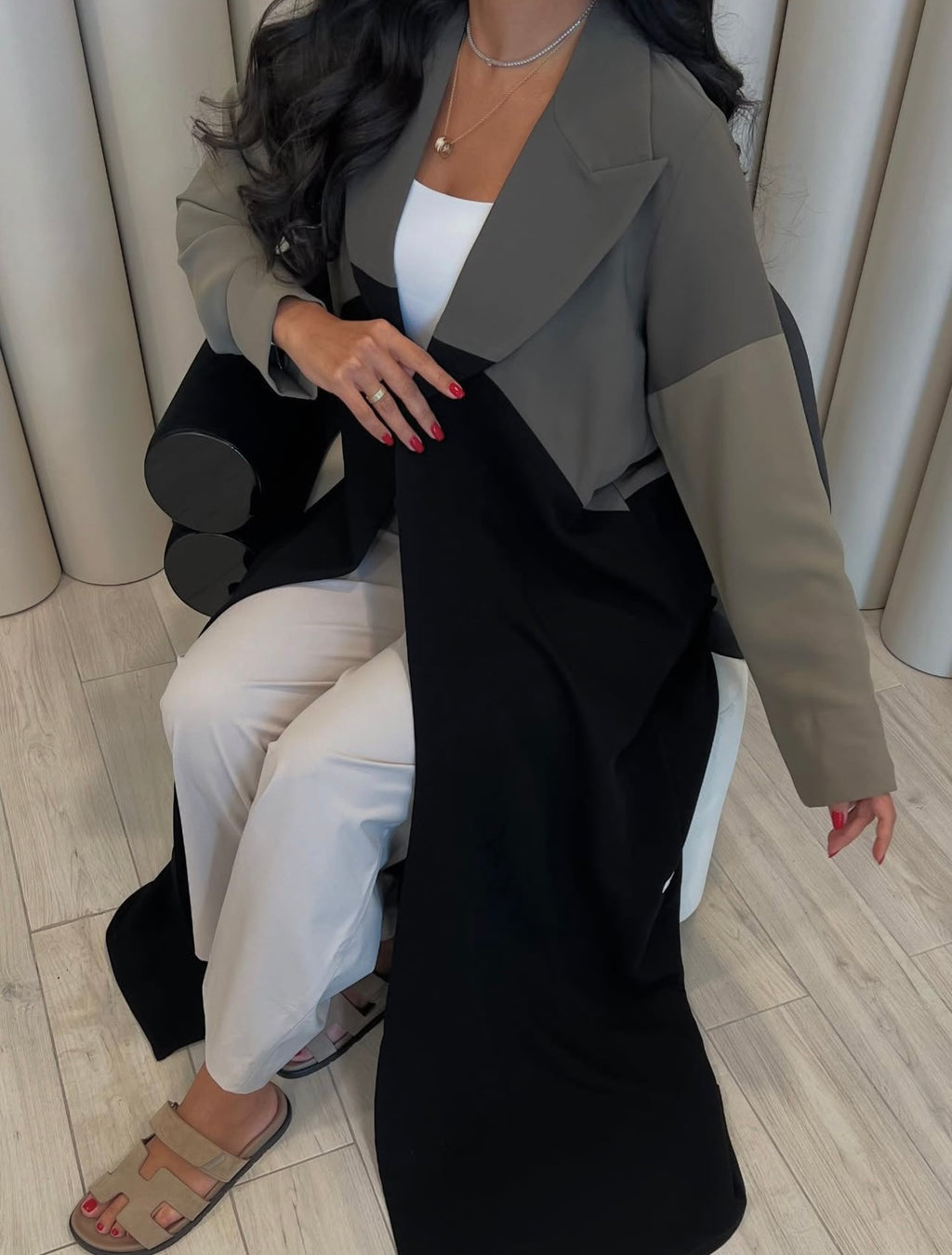 Olive Green Shades In Blazer Abaya