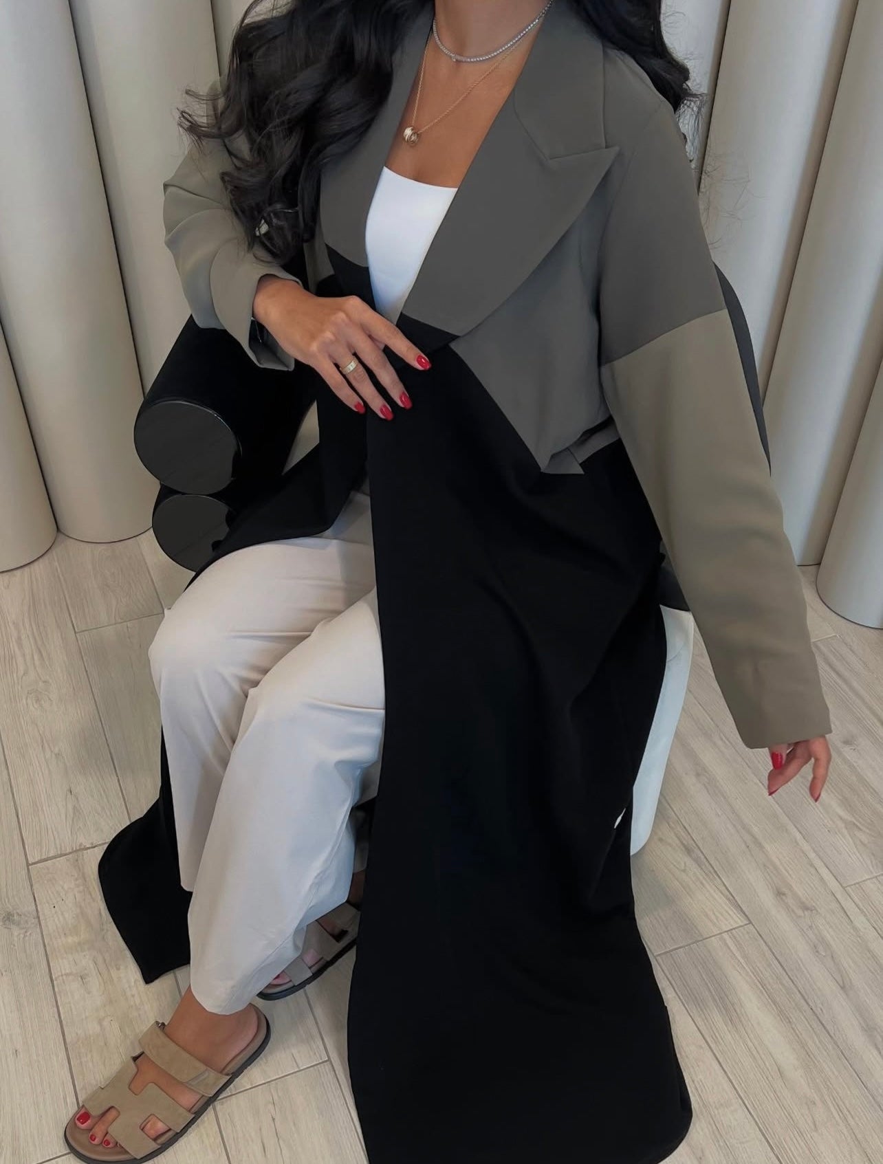 Olive Green Shades In Blazer Abaya