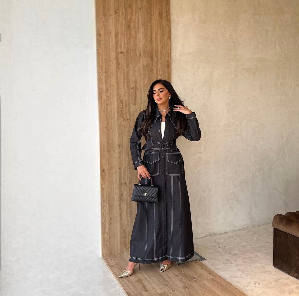 Jeans With Belt Abaya