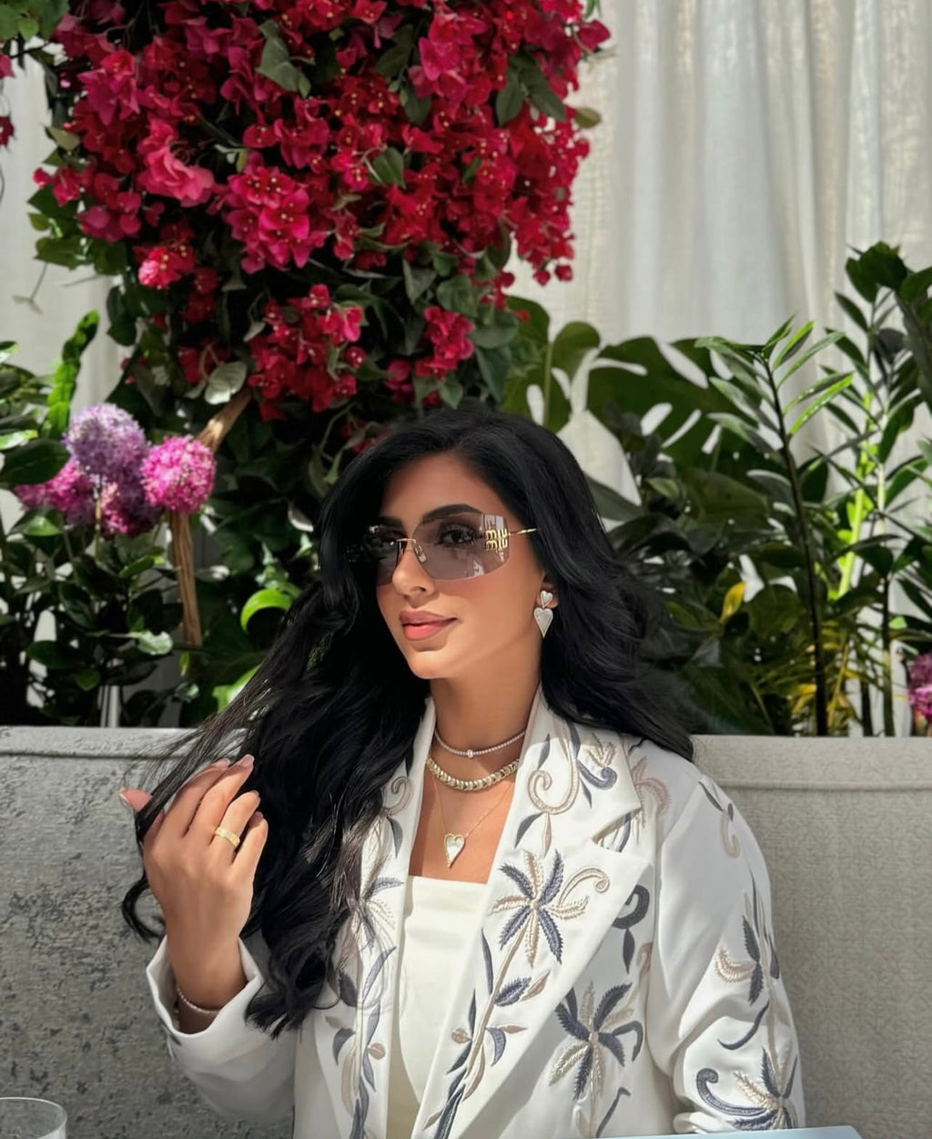 White Blazer Embroidery Abaya