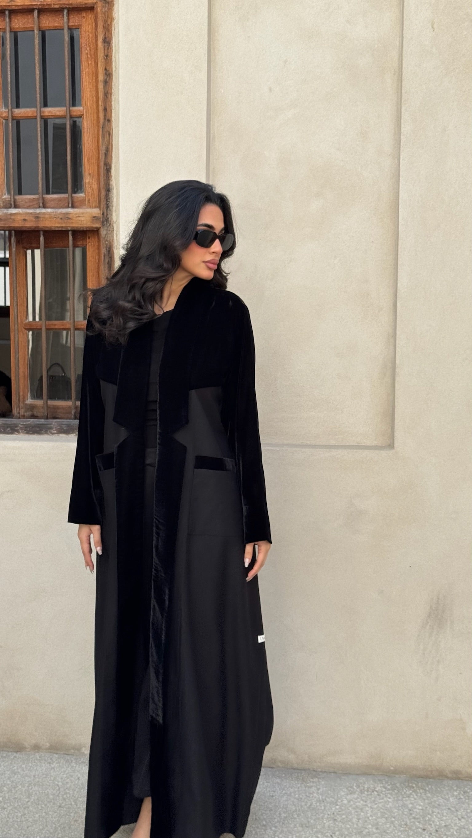 Black Velvet With Jeans Abaya