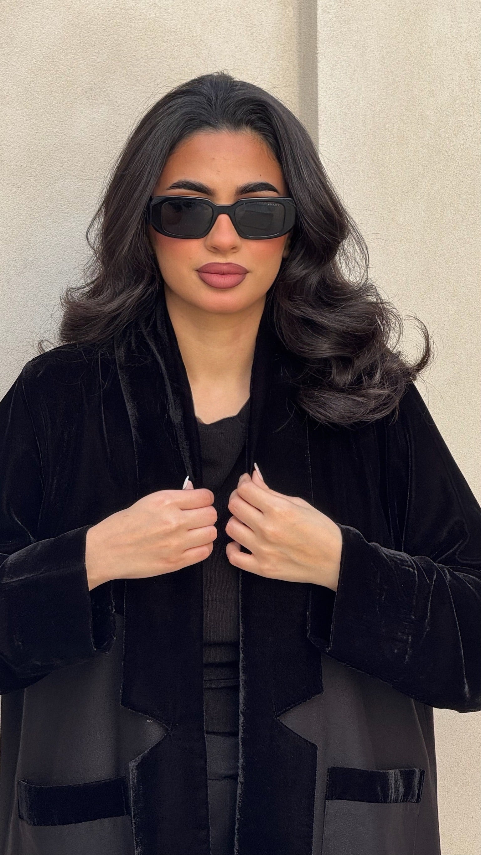 Black Velvet With Jeans Abaya