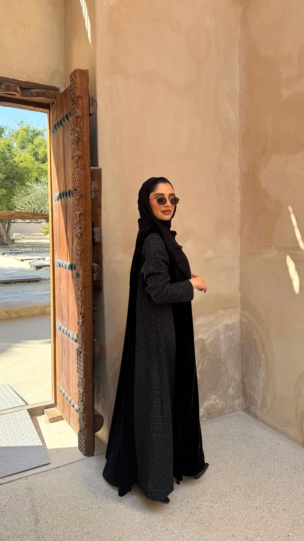 Black Velvet With Wool Abaya