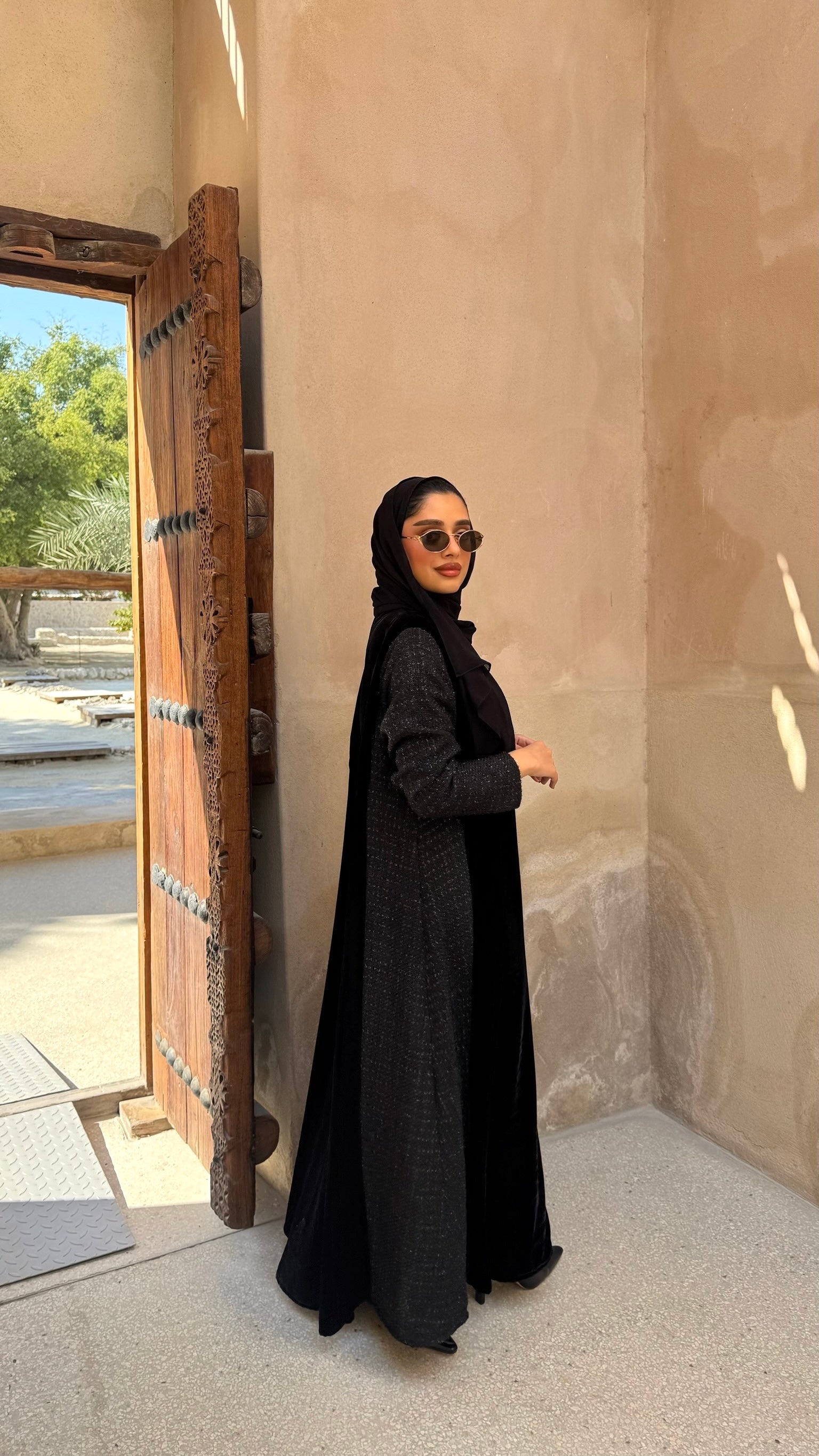 Black Velvet With Wool Abaya
