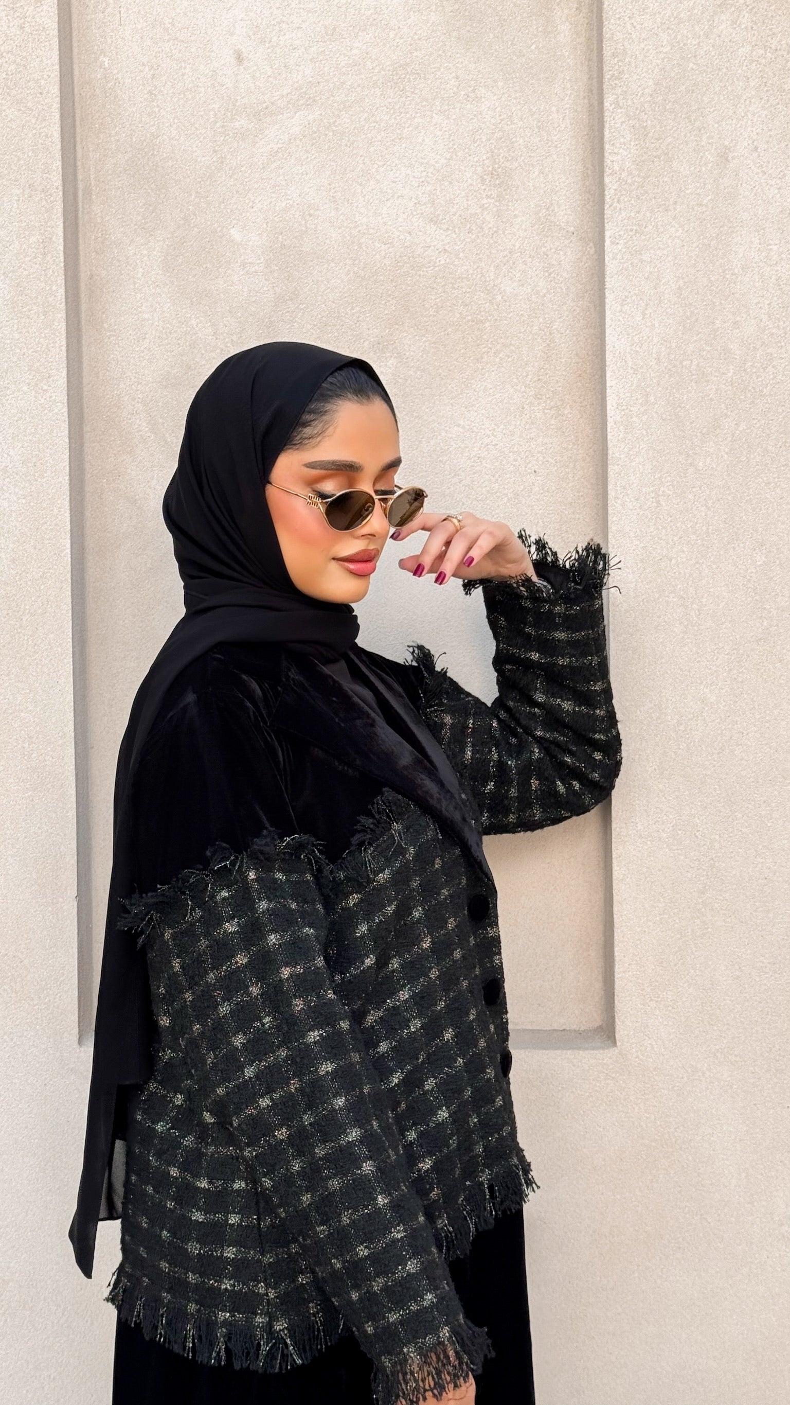 Velvet With Wool Black Abaya