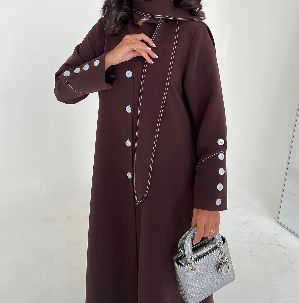 Brown Crepe With Shawl Abaya