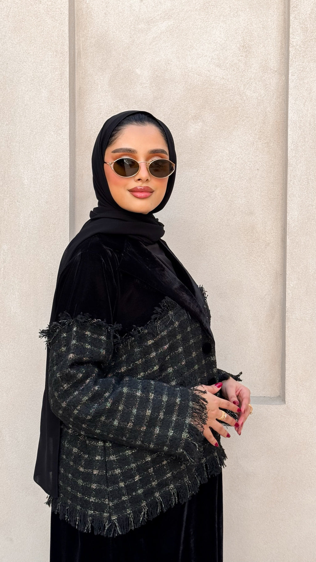 Velvet With Wool Black Abaya