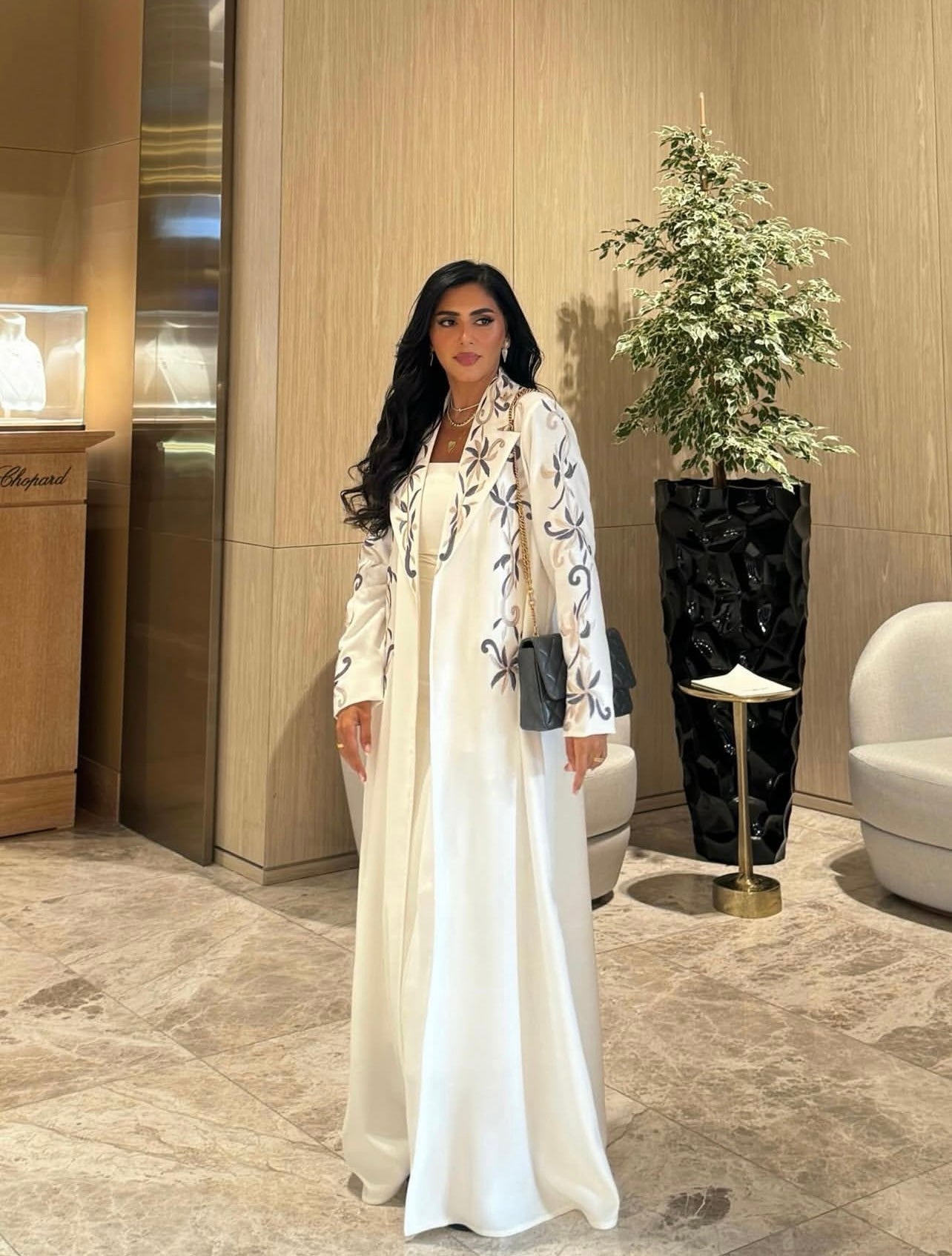 White Blazer Embroidery Abaya