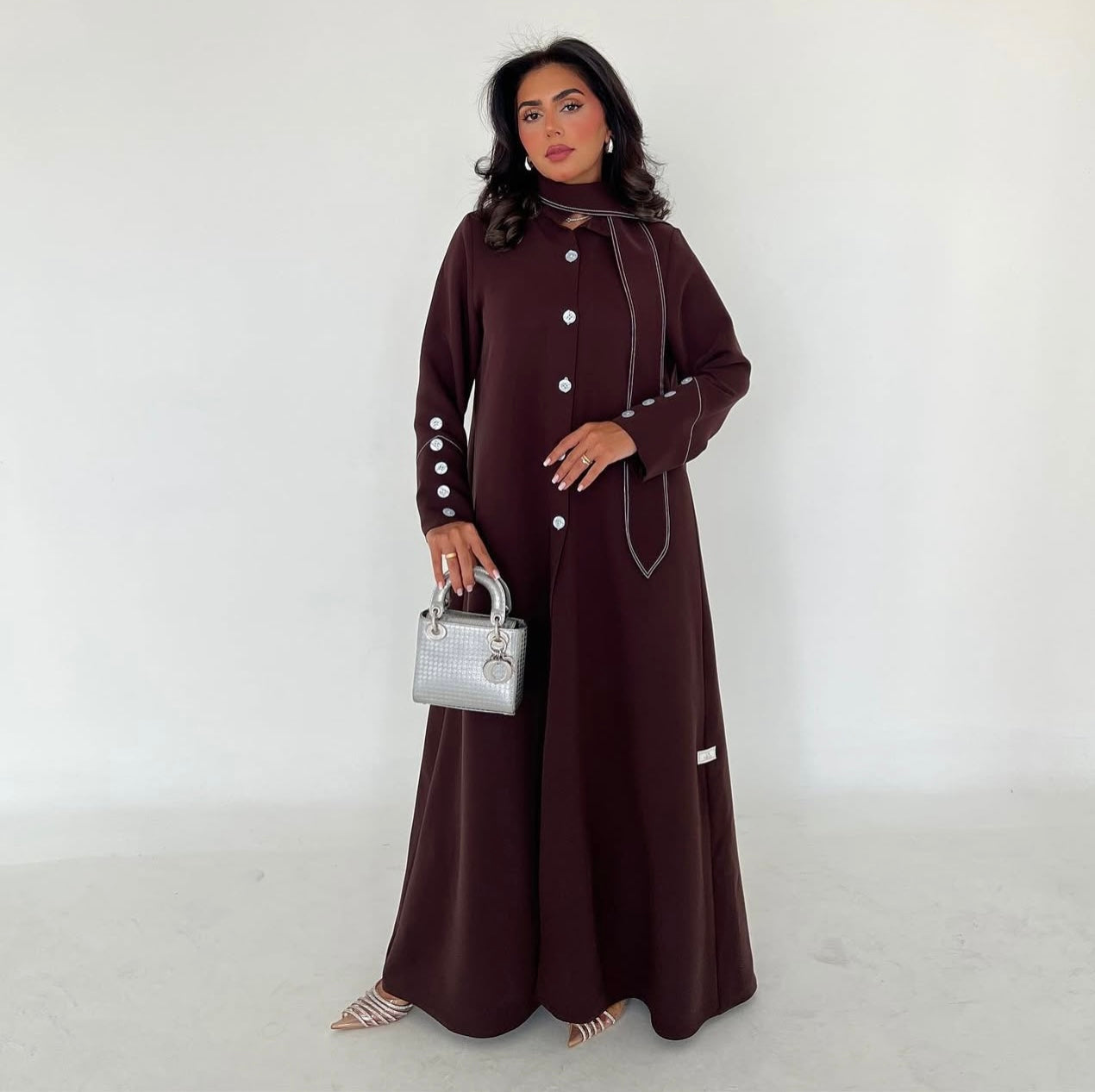 Brown Crepe With Shawl Abaya