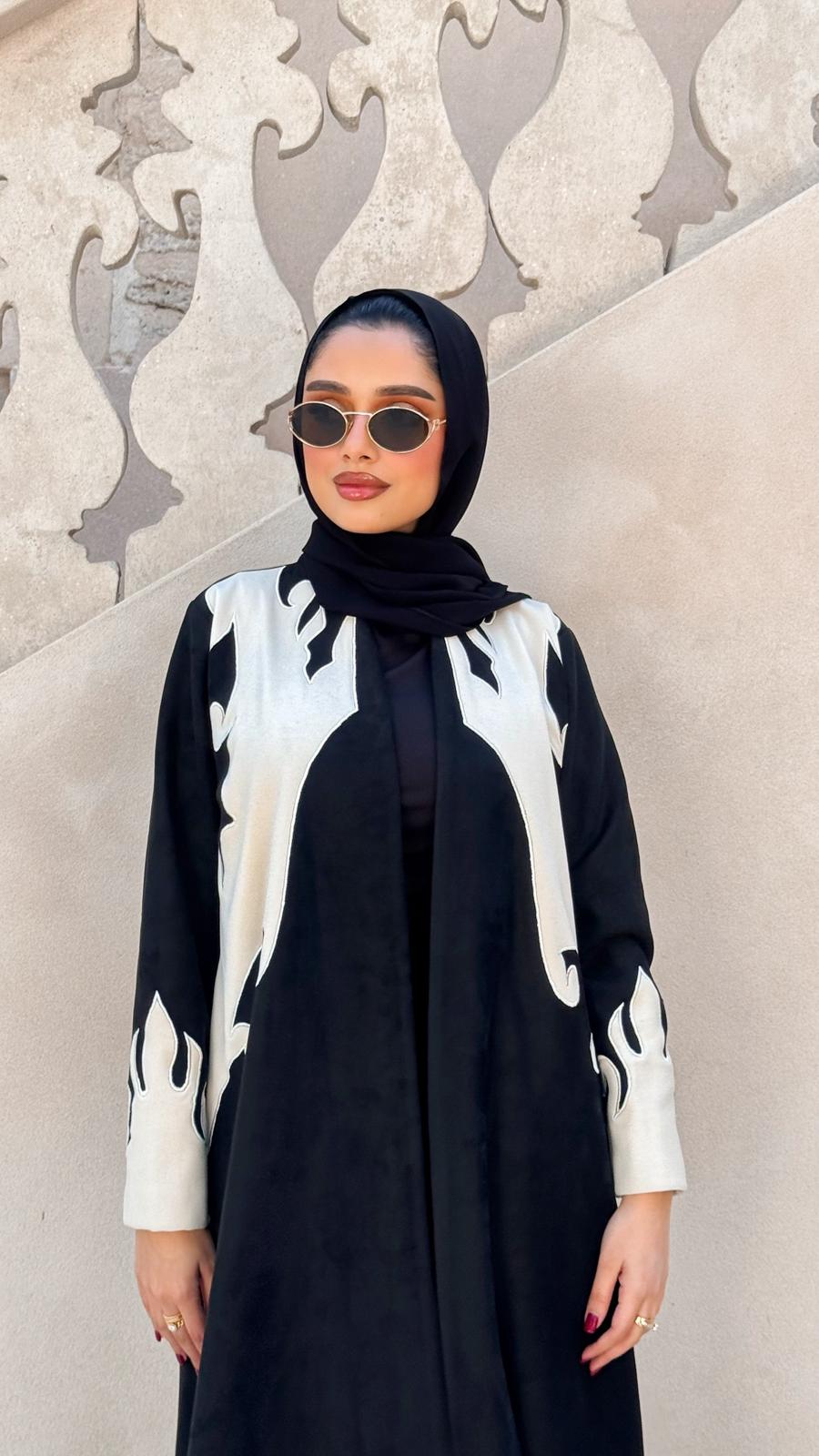 Black & White Winter Abaya